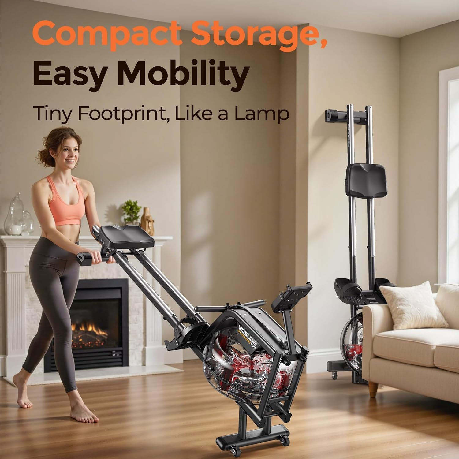 Magnetic/Water Rowing Machine for Home - Rower Machine Use with Bluetooth, App Supported, Rowing Machine for Taller Power Athletes, Comfortable Seat Cushion-Aldronix