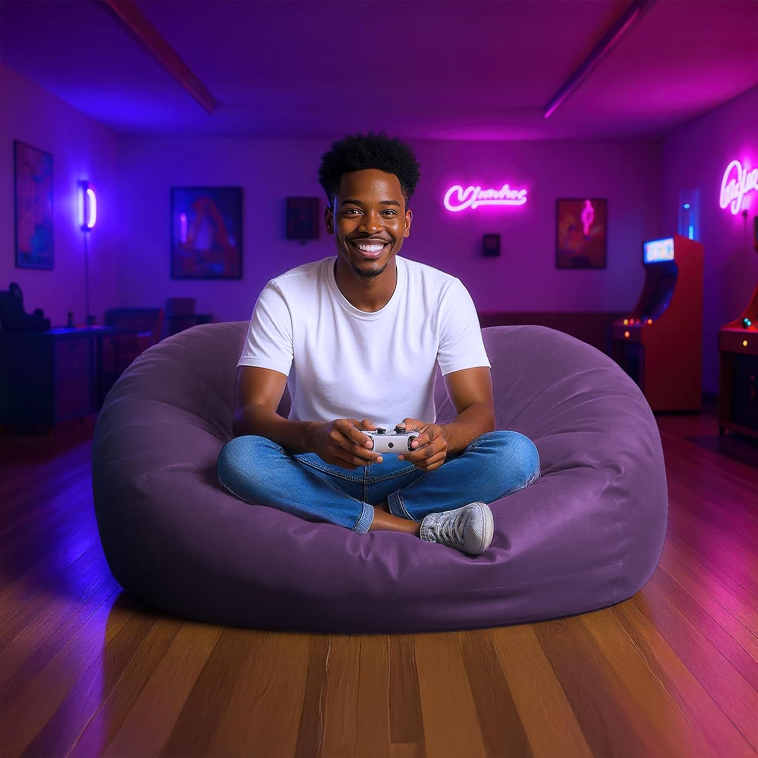  Giant 7ft Bean Bag Chair with Microsuede Cover - Ultra Soft-Aldronix