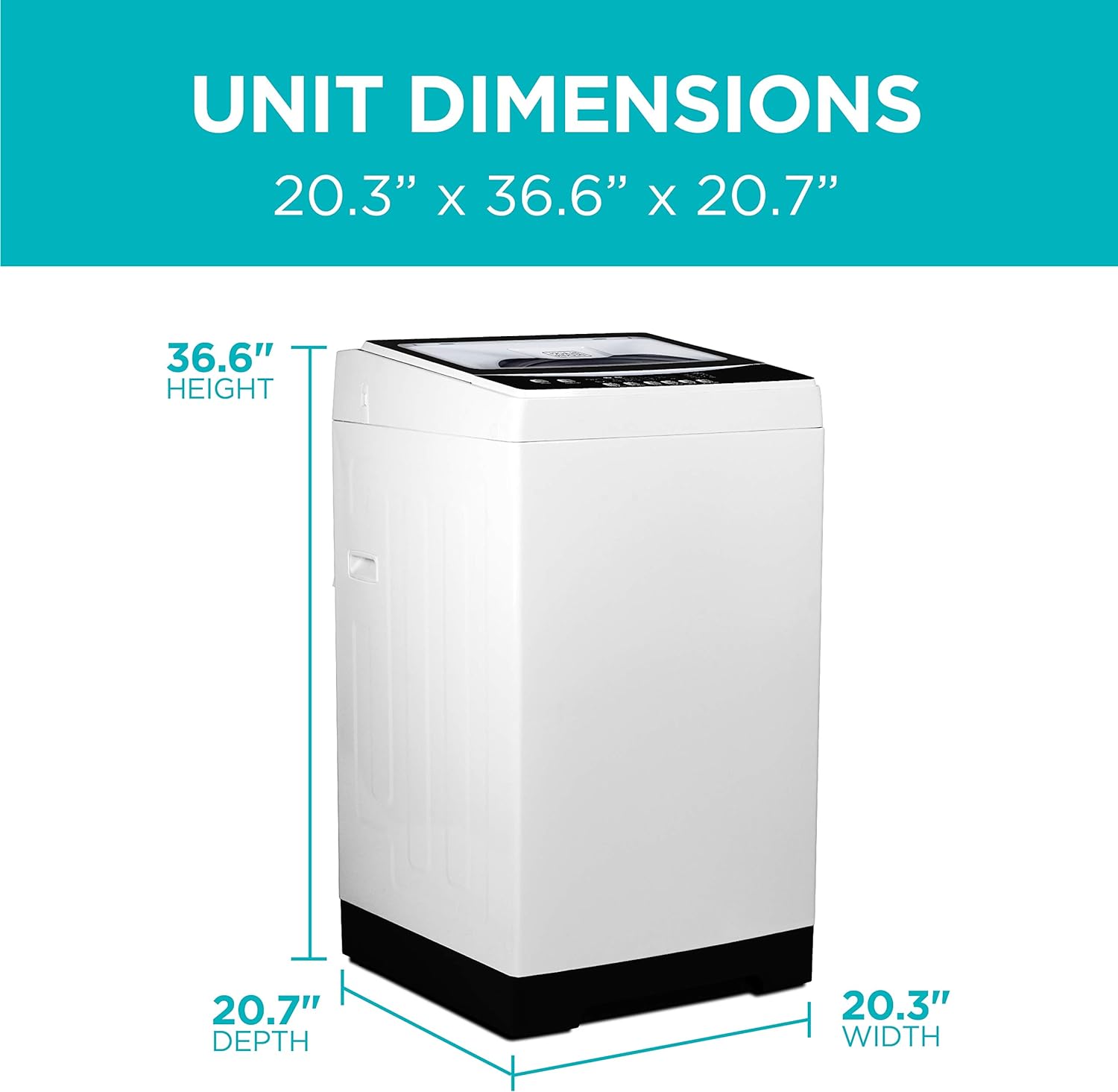 BLACK+DECKER 0.9 Cu. Ft. Portable Washer, 6.6 lb. Capacity Washing Machine for Homes & Apartments, 5 Wash Cycles, Quick Connect Sink Adapter and Drain Hose Included, Transparent Lid, BPWM09W, White-Aldronix