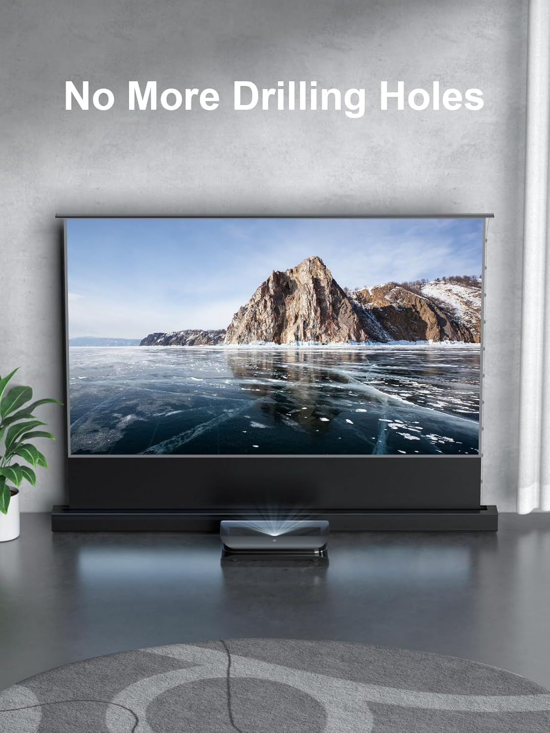 AWOL VISION 120" Motorized ALR Floor Rising Projector Screen for Ultra Short Throw Projector, Floor Stand Screen for Home Theater, 4K/8K Ultra HD, Active 3D, 95% Ambient Light Rejecting-ALR-F220C-Aldronix