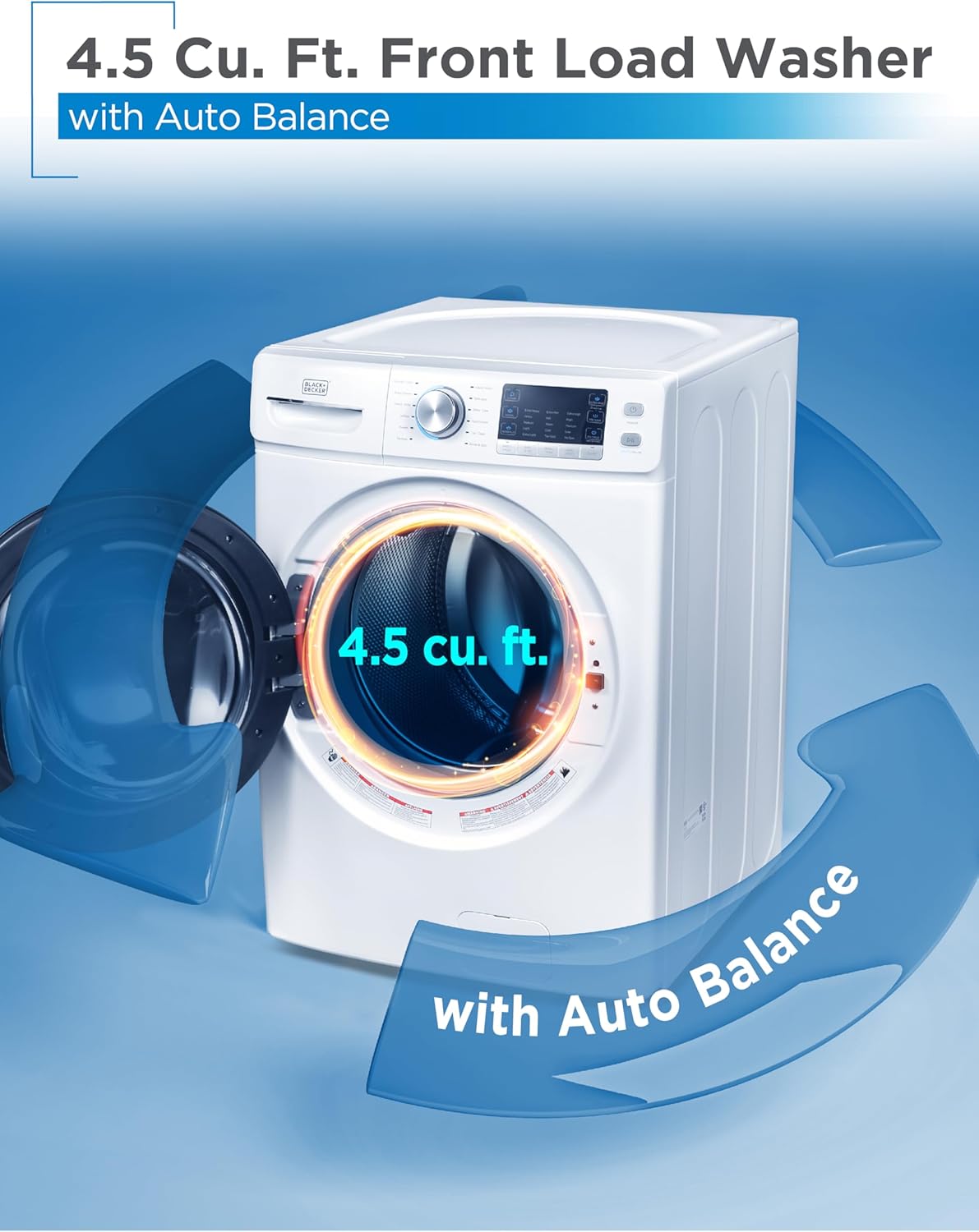 BLACK+DECKER 0.9 Cu. Ft. Portable Washer, 6.6 lb. Capacity Washing Machine for Homes & Apartments, 5 Wash Cycles, Quick Connect Sink Adapter and Drain Hose Included, Transparent Lid, BPWM09W, White-Aldronix