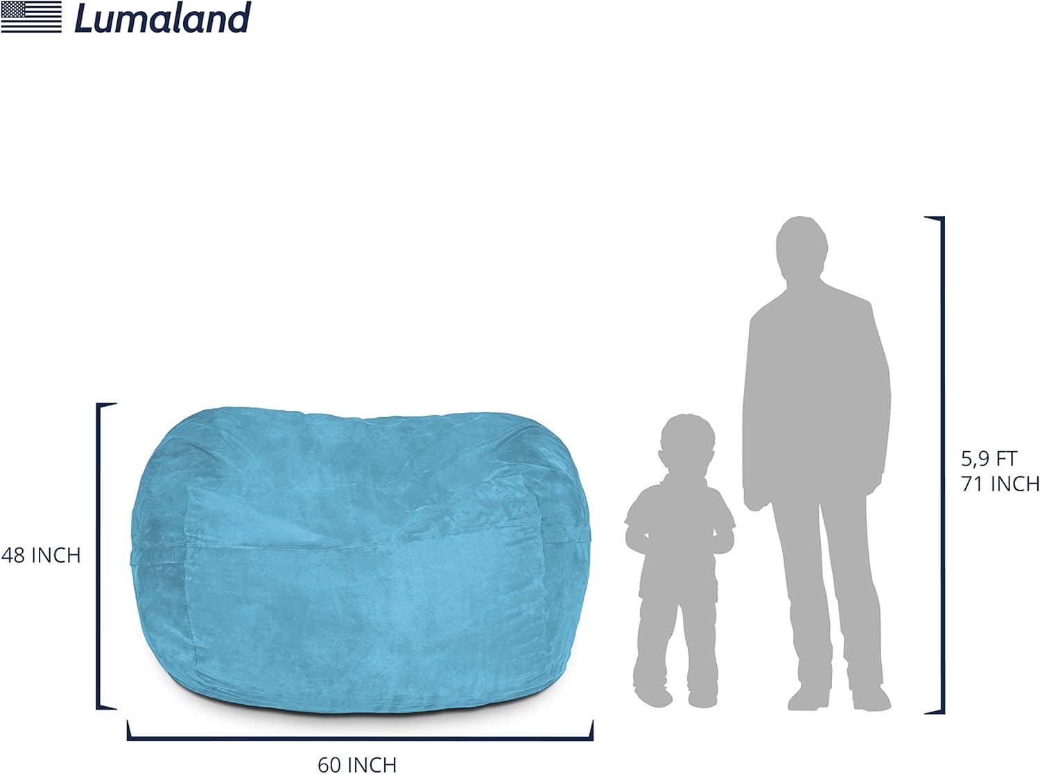  Giant 7ft Bean Bag Chair with Microsuede Cover - Ultra Soft-Aldronix