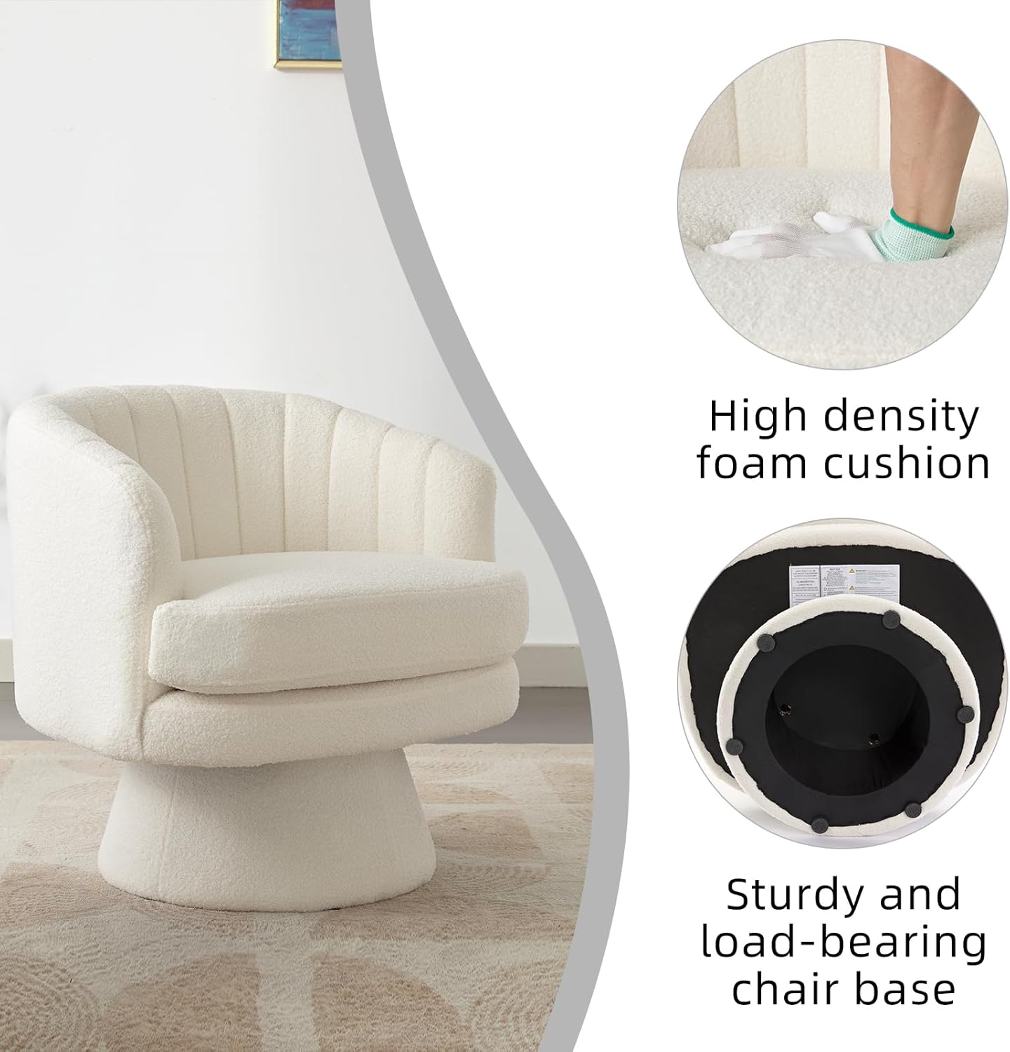  Swivel Accent Chair with Armrest-Aldronix