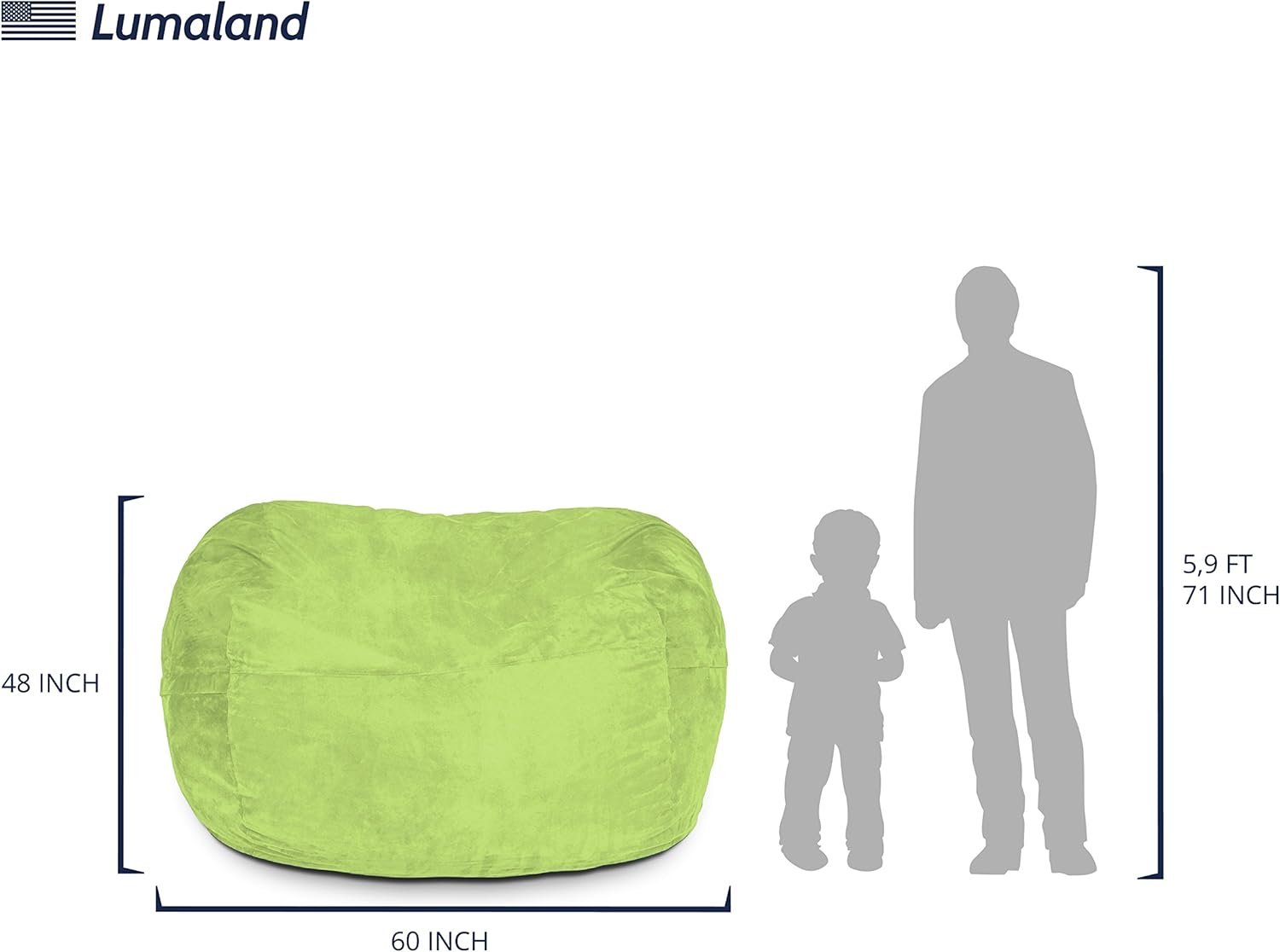  Giant 7ft Bean Bag Chair with Microsuede Cover - Ultra Soft-Aldronix