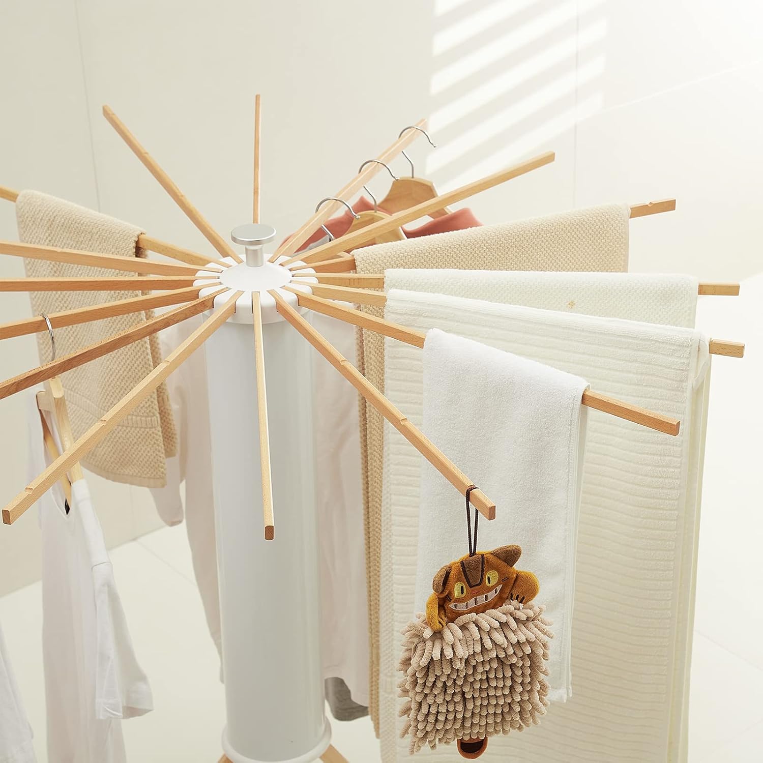 JOOM Tripod Clothes Drying Rack, Garment Rack Portable and Foldable Space Saving Laundry Drying Rack - Drying Rack Clothing Floor Folding Balcony Bedroom Household Wooden-Aldronix