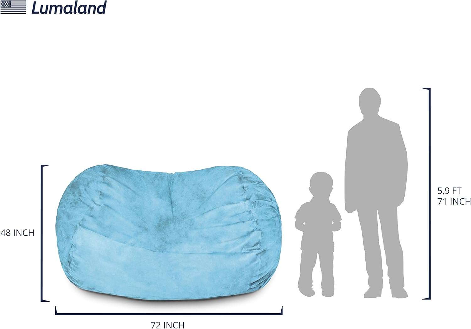  Giant 7ft Bean Bag Chair with Microsuede Cover - Ultra Soft-Aldronix