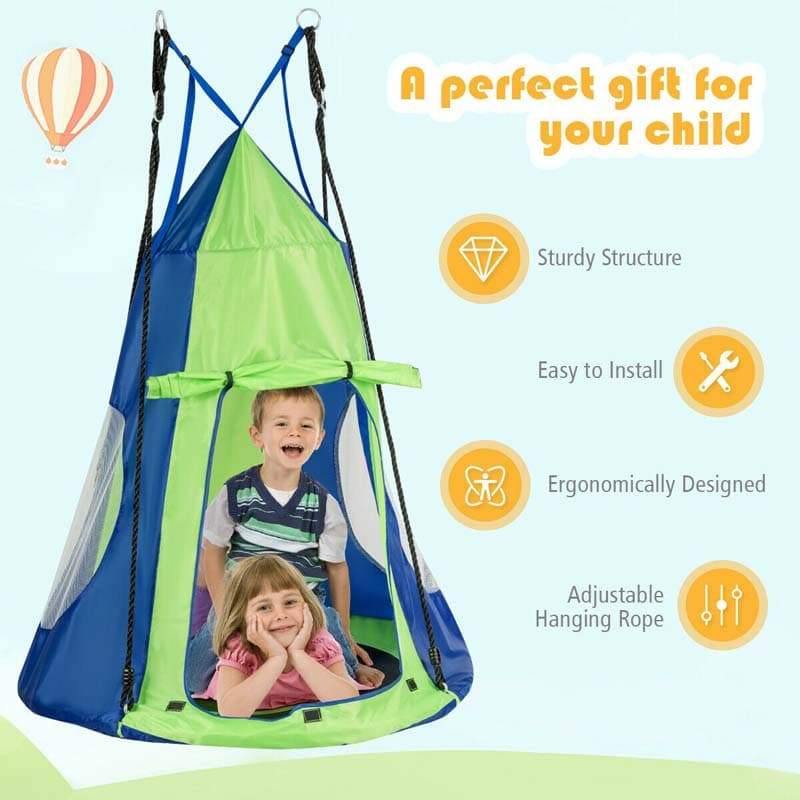 40'' Kids Hanging Tent Swing Saucer Chair Swing Tent Set-Aldronix