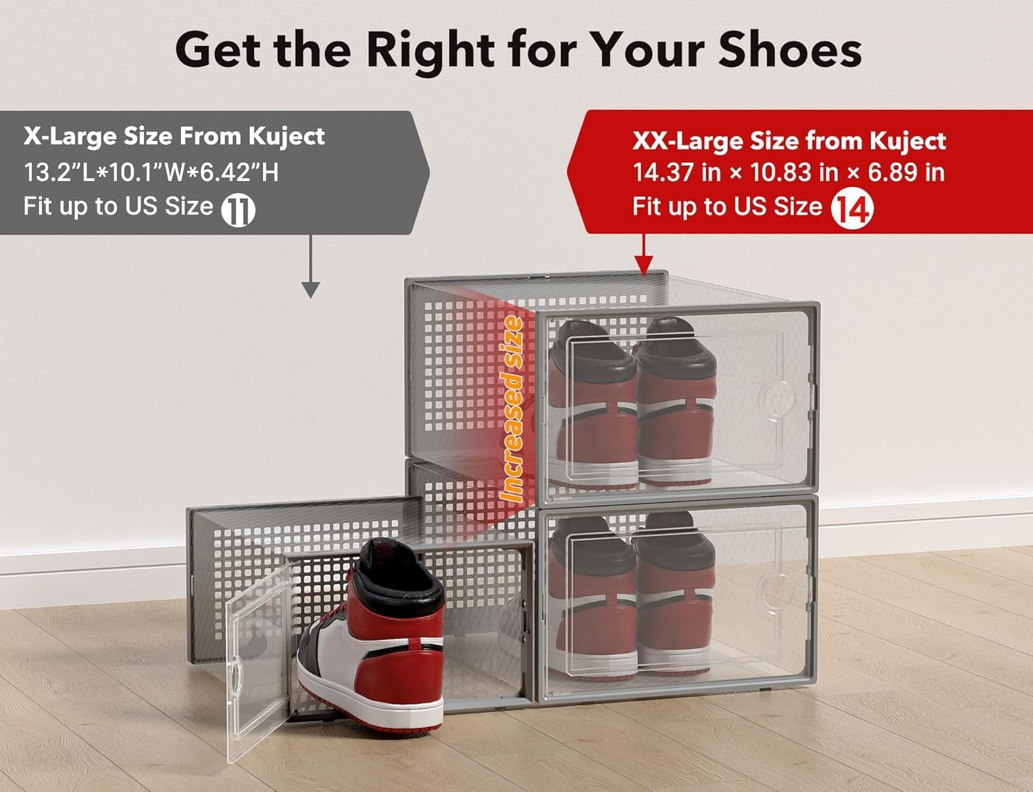 Large Shoe Storage Boxes Organizers Clear Plastic Stackable 12 Pack, Shoe Rack & Holder Substitute, Sneaker Containers, Toy Storage Organizer Bins for Entryway, Closet, Under Bed, Black-Aldronix