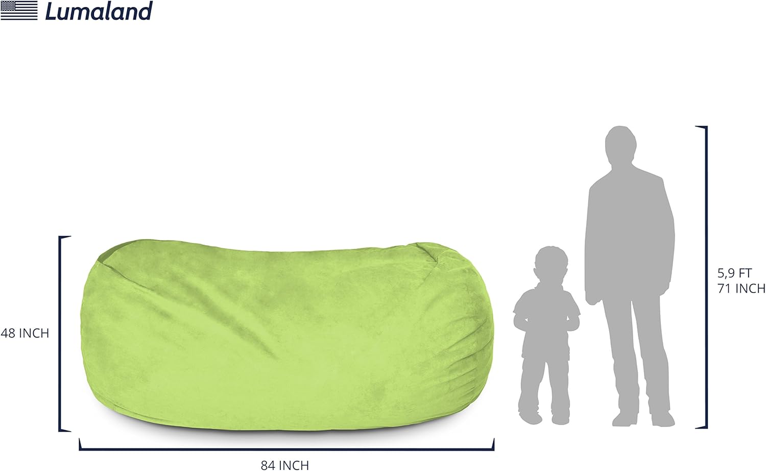  Giant 7ft Bean Bag Chair with Microsuede Cover - Ultra Soft-Aldronix