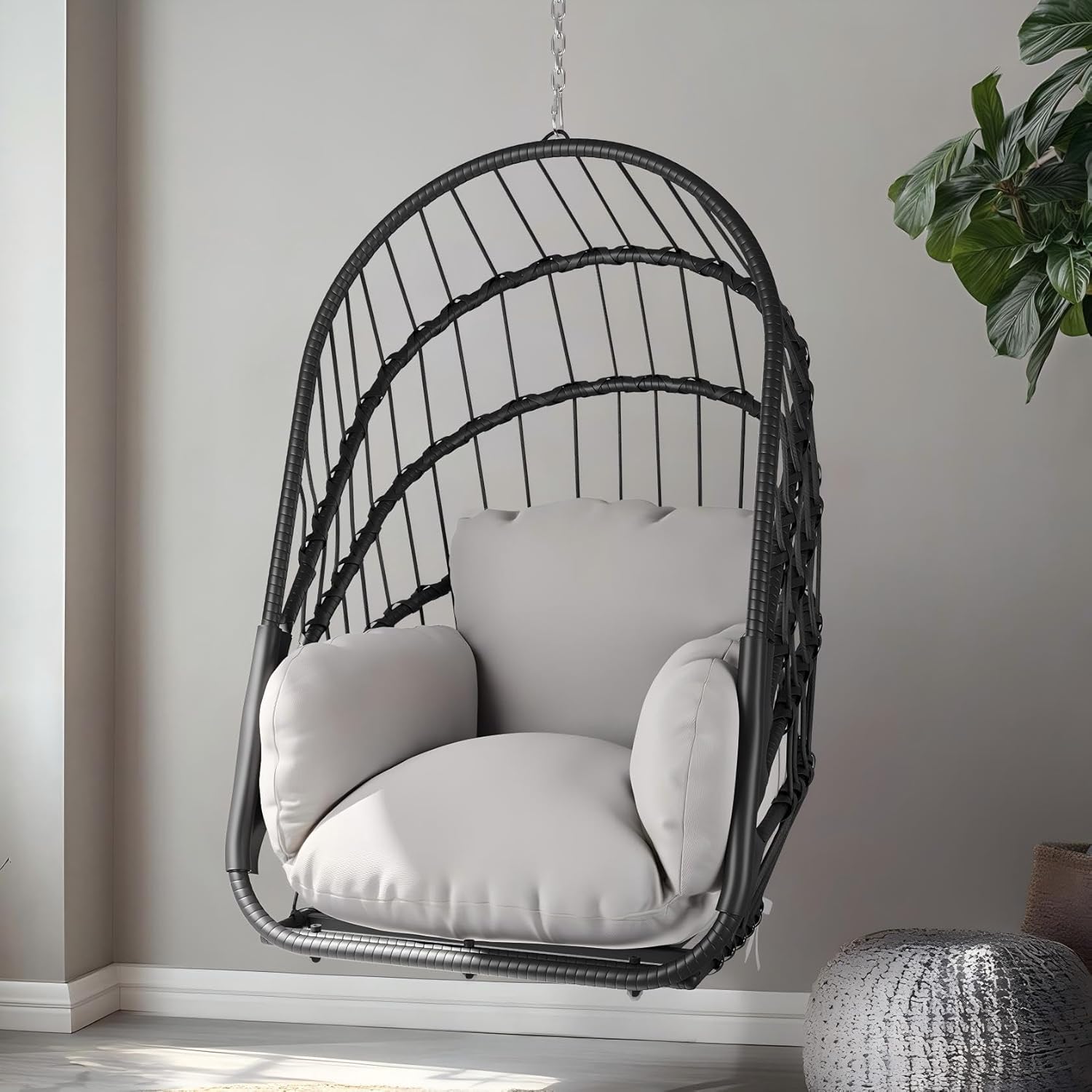 Hanging Rattan Wicker Egg Chair-Aldronix