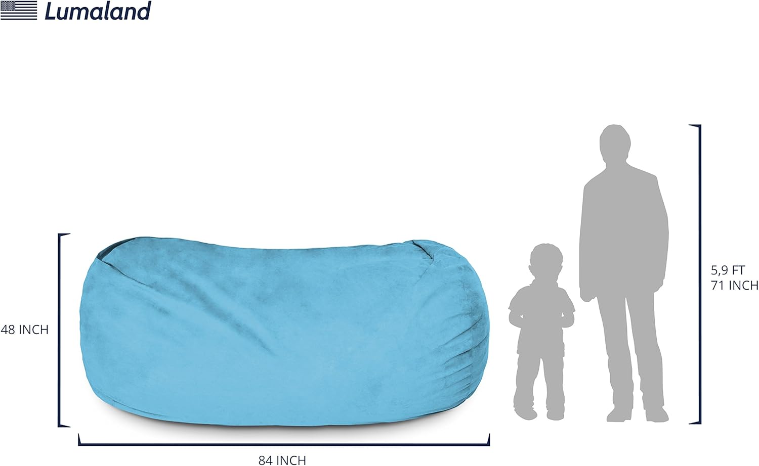  Giant 7ft Bean Bag Chair with Microsuede Cover - Ultra Soft-Aldronix