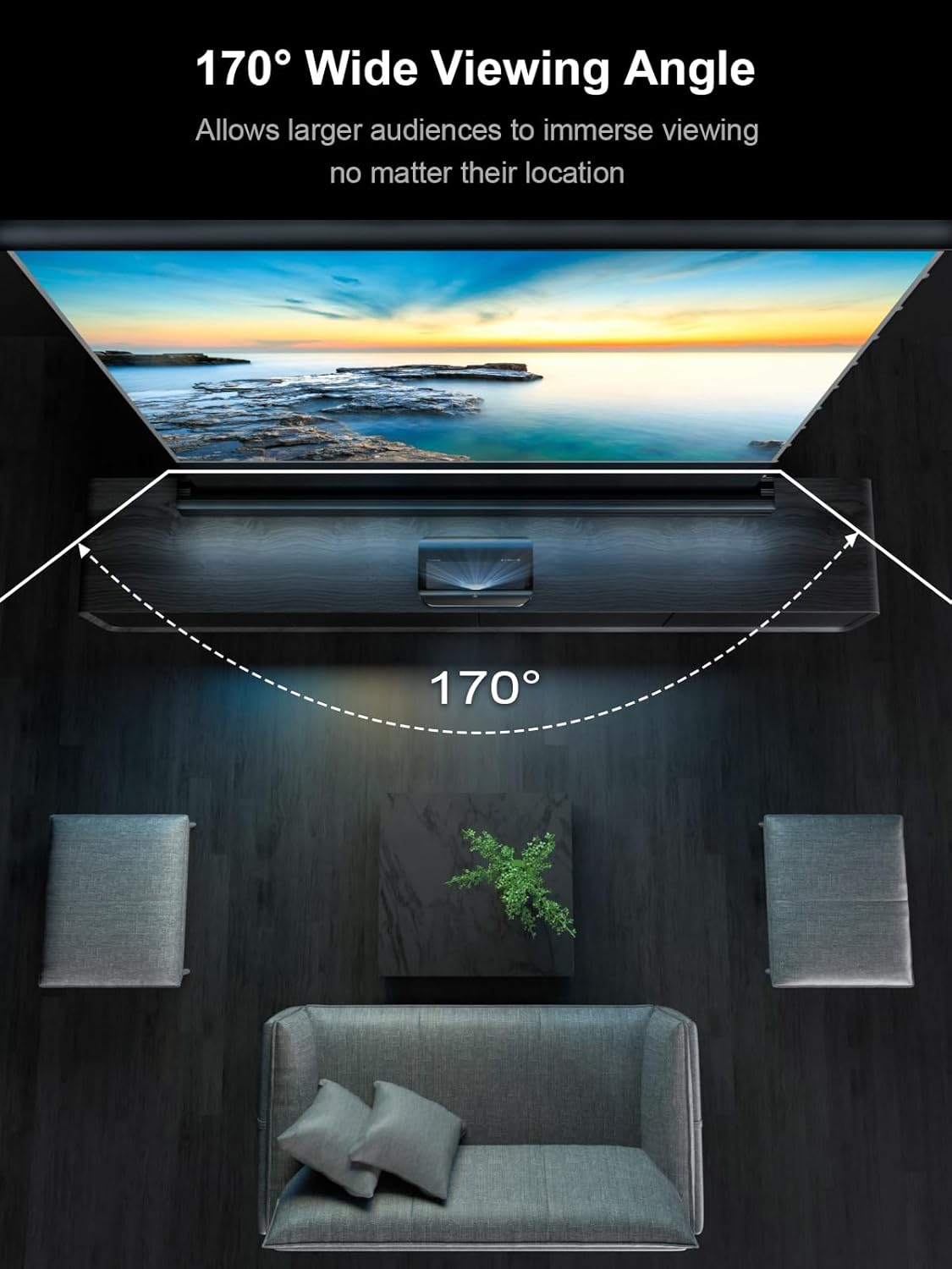 AWOL VISION 120" Motorized ALR Floor Rising Projector Screen for Ultra Short Throw Projector, Floor Stand Screen for Home Theater, 4K/8K Ultra HD, Active 3D, 95% Ambient Light Rejecting-ALR-F220C-Aldronix