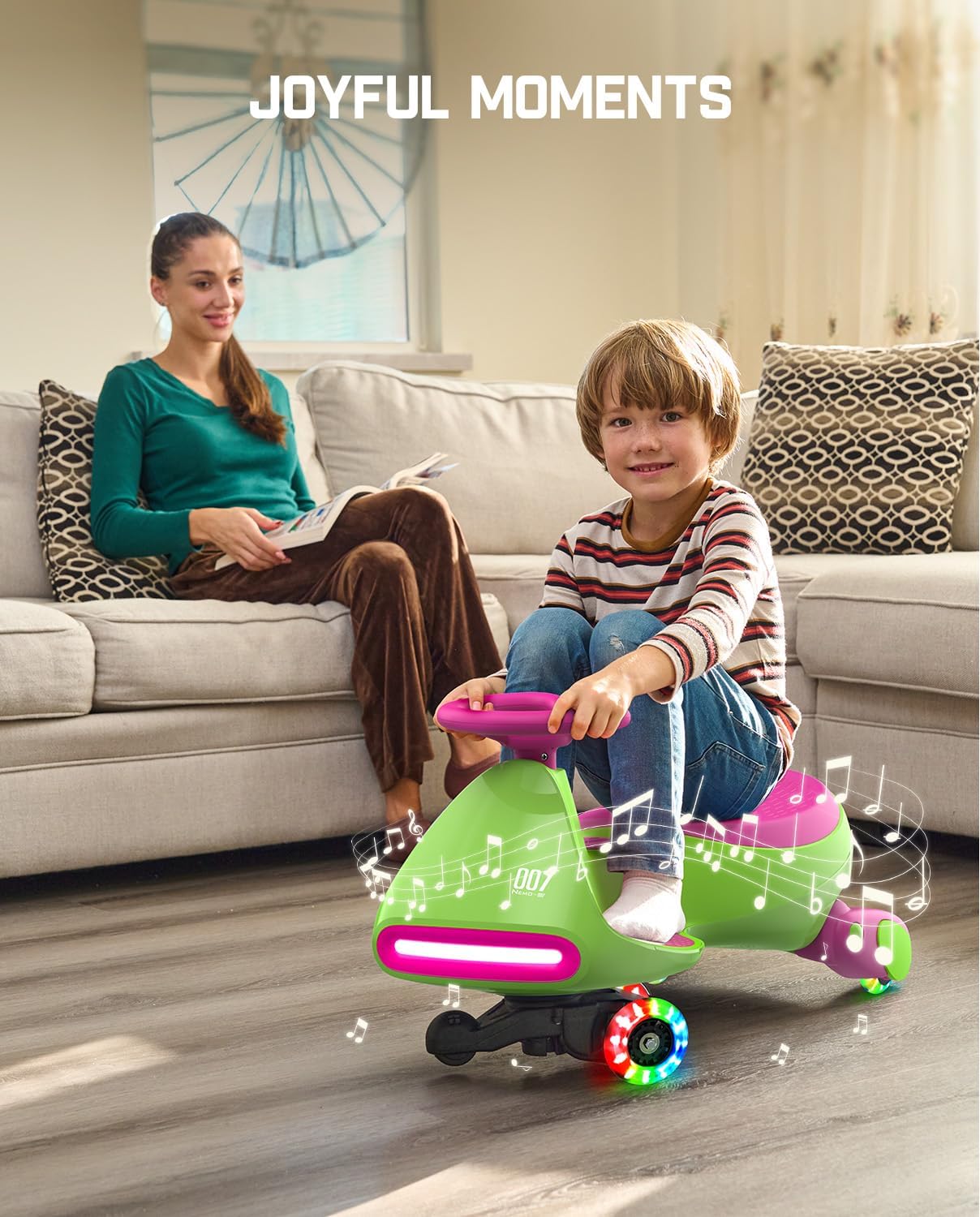 FanttikRide 12V N7 Pro Electric Wiggle Car with Pedal, Rechargeable Battery, CyberWiggle, 2 in 1 Swing Car, 2 Speed, Anti-Rollover, Flashing Wheels, Bluetooth, for Ages 3 and Up, 150 Lbs, Blue-Aldronix