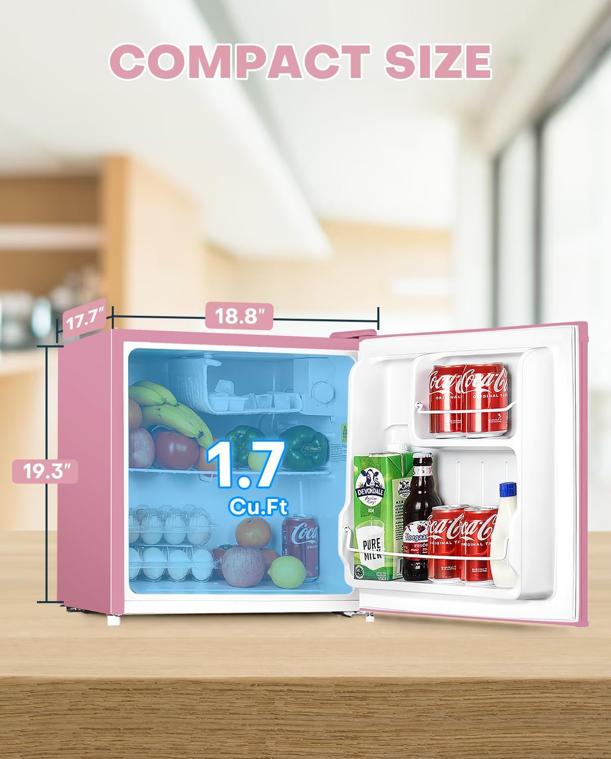 Upstreman 1.7 Cu.ft Mini Fridge with Freezer, Dorm Essentials, Adjustable Thermostat, Energy Saving, Low Noise, Single Door Compact Refrigerator for Dorm, Office, Bedroom, Black-FR17-Aldronix