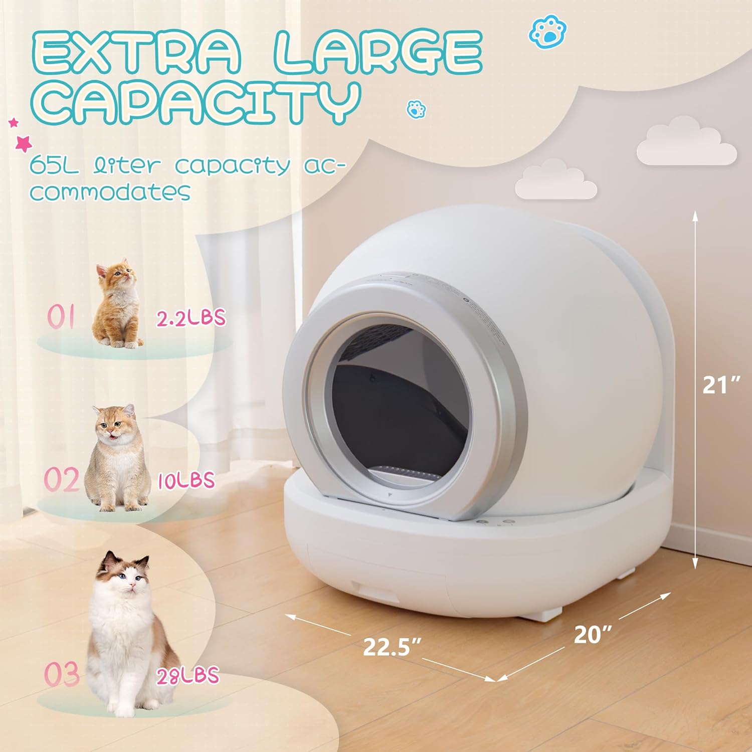 65L Large Automatic Cat Litter Box-Aldronix