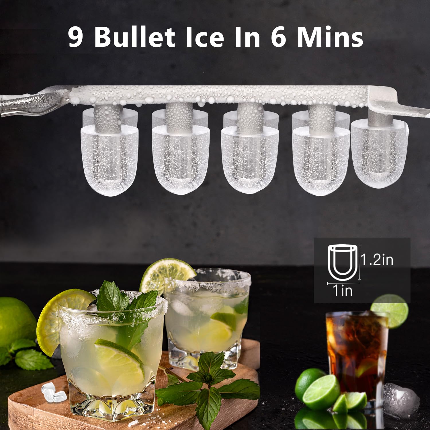 COWSAR Ice Maker Countertop, Portable Ice Machine with Self-Cleaning, 26.5 lbs/24Hrs, 8 Ice Cubes in 6 Mins, Ice Basket and Scoop, Ideal for Home, Kitchen, Bar, Camping-Aldronix