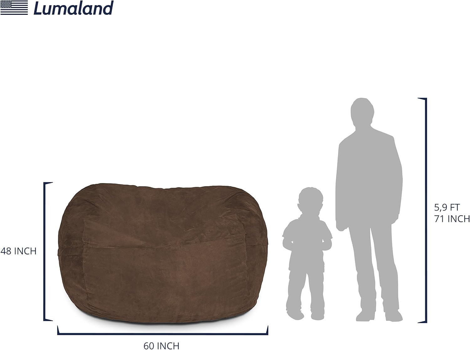  Giant 7ft Bean Bag Chair with Microsuede Cover - Ultra Soft-Aldronix