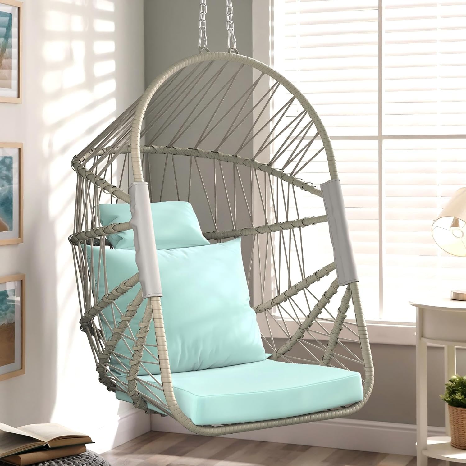 Hanging Rattan Wicker Egg Chair-Aldronix