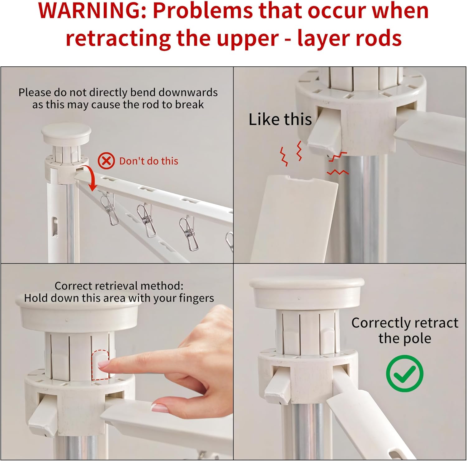JOOM Tripod Clothes Drying Rack, Garment Rack Portable and Foldable Space Saving Laundry Drying Rack - Drying Rack Clothing Floor Folding Balcony Bedroom Household Wooden-Aldronix