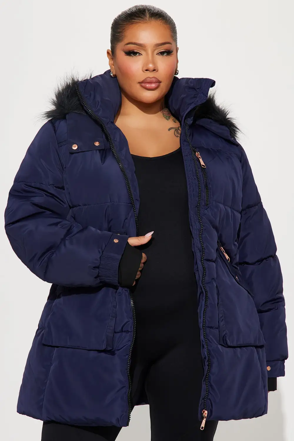 Cold Feelings Puffer Jacket - Navy-Aldronix
