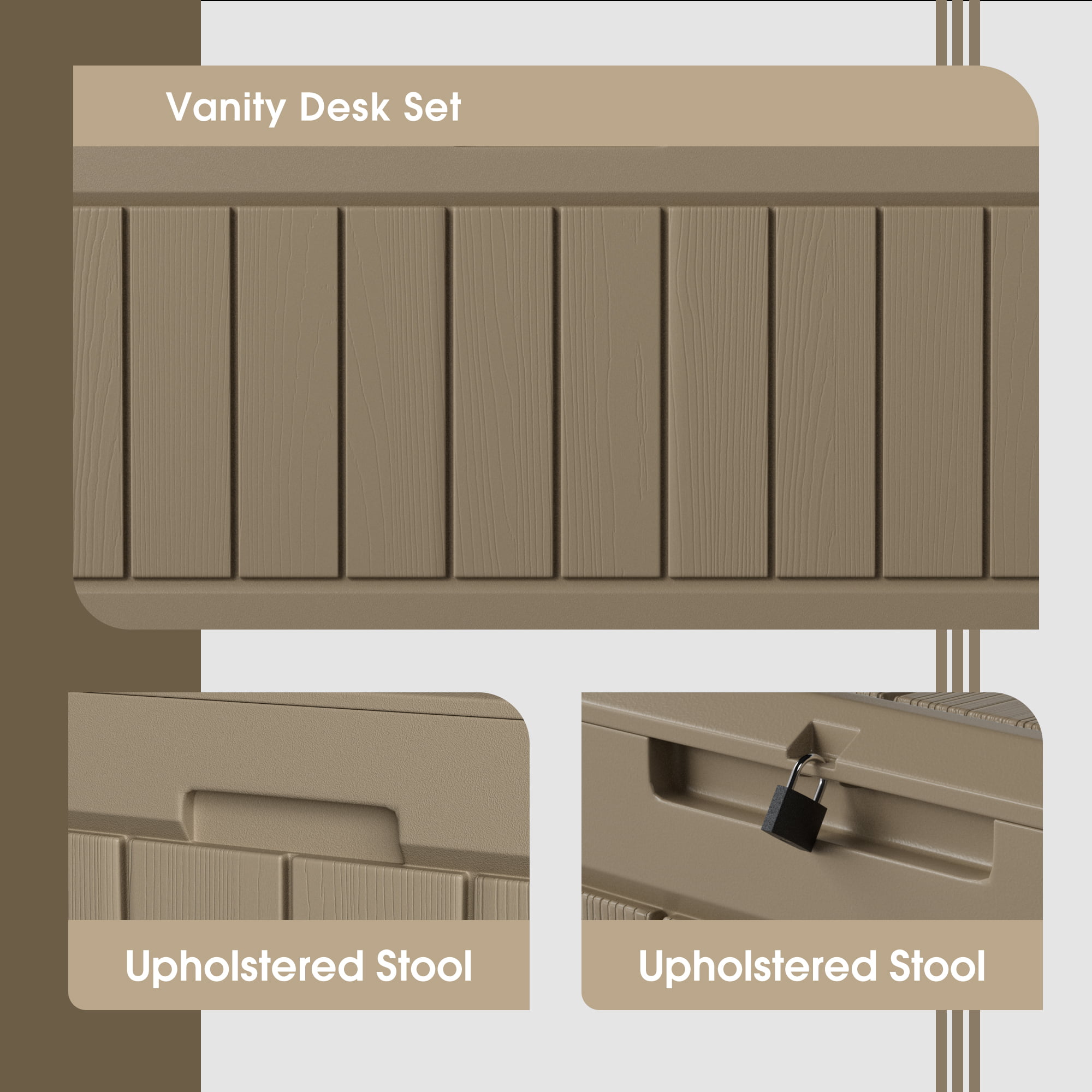 82 Gallon Outdoor Storage in Resin Deck Box 45.66in Width Lockable Deck Box, Black-Aldronix