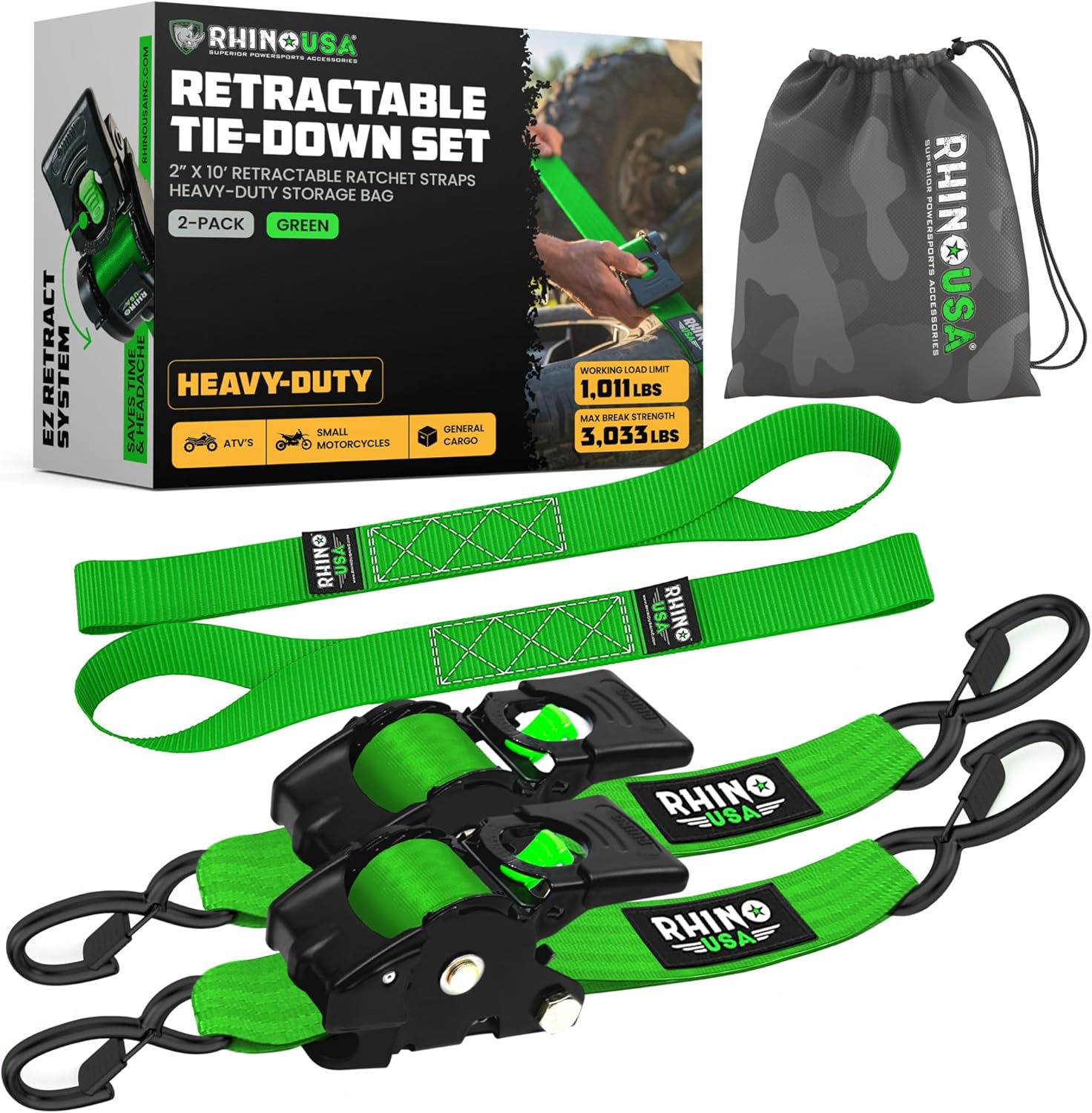 Retractable Ratchet Straps (2-Pack)  (3 lb. Breaking Strength)-Aldronix