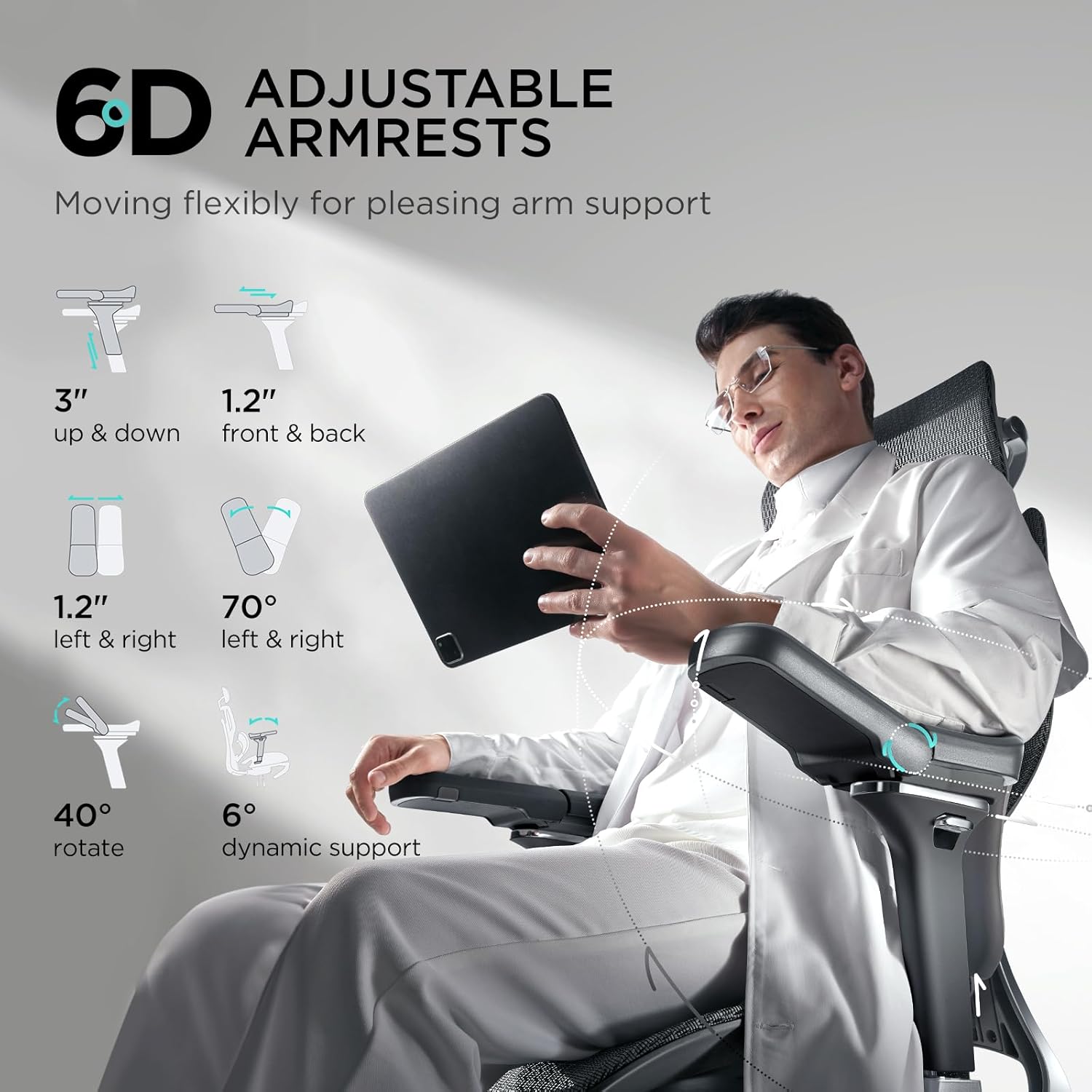 Hbab E3 Pro Ergonomic Office Chair, Big and Tall Office Chair - with 3-Zone Dynamic Lumbar Support, 4D Adjustable Headrest, 4D Adjustable Armrests, Swivel-Aldronix