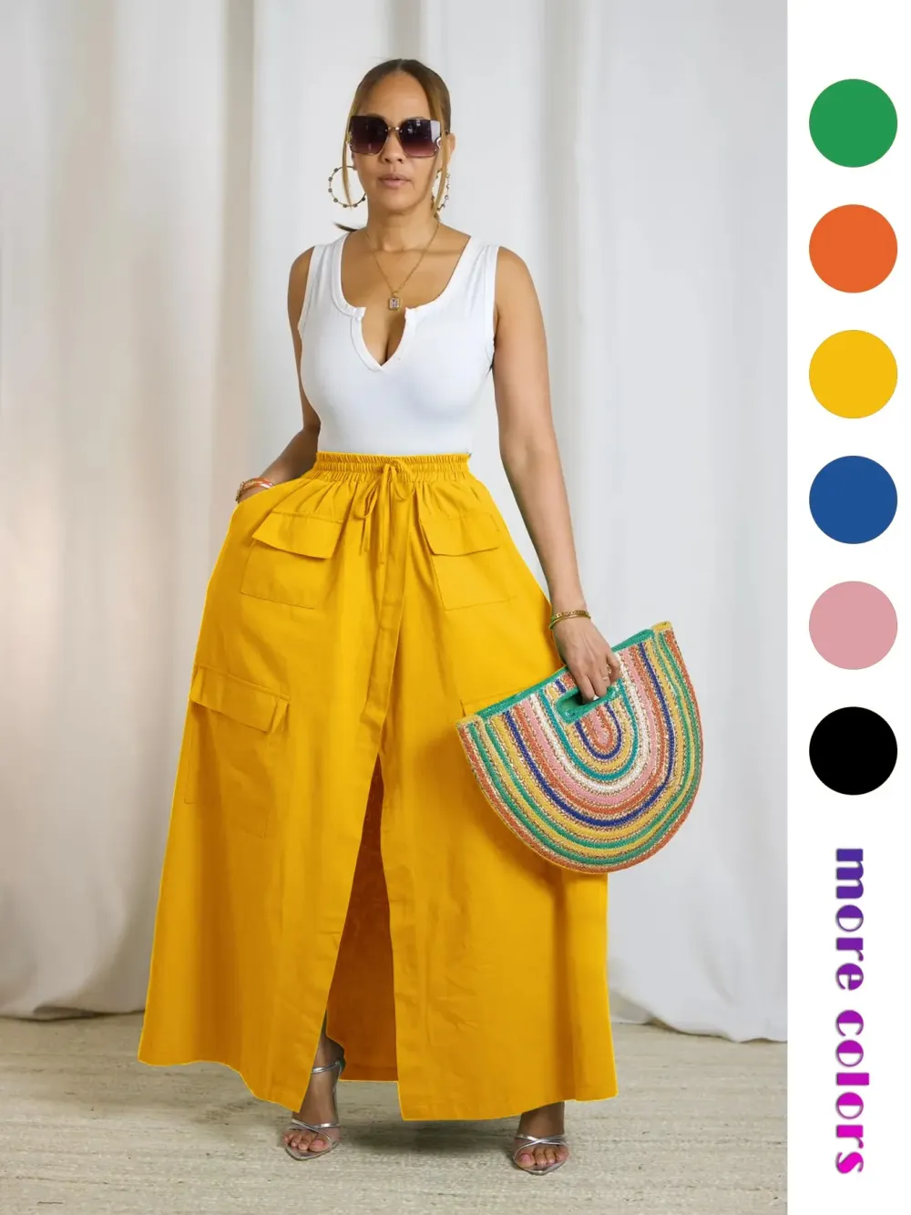 Women's Plain Drawstring High Waist Skirt-Aldronix