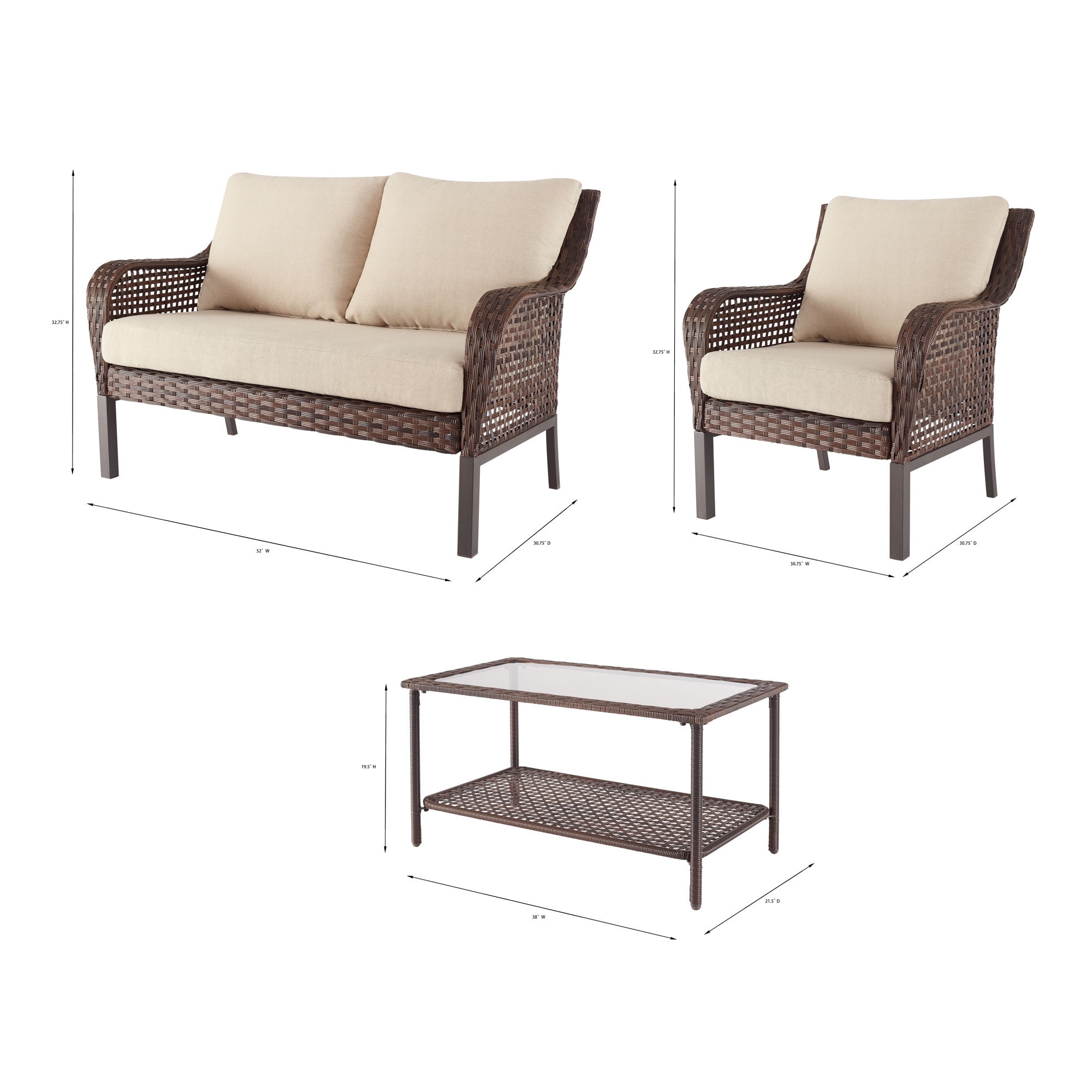 4-Piece Conversation Set, Red-Aldronix