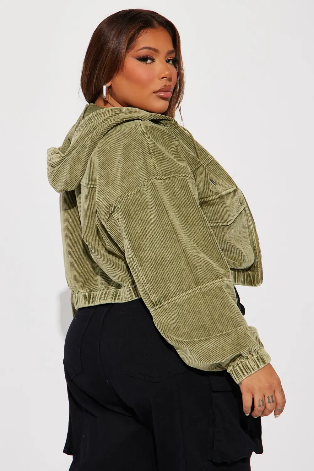 Ellie Corduroy Jacket - Olive-Aldronix