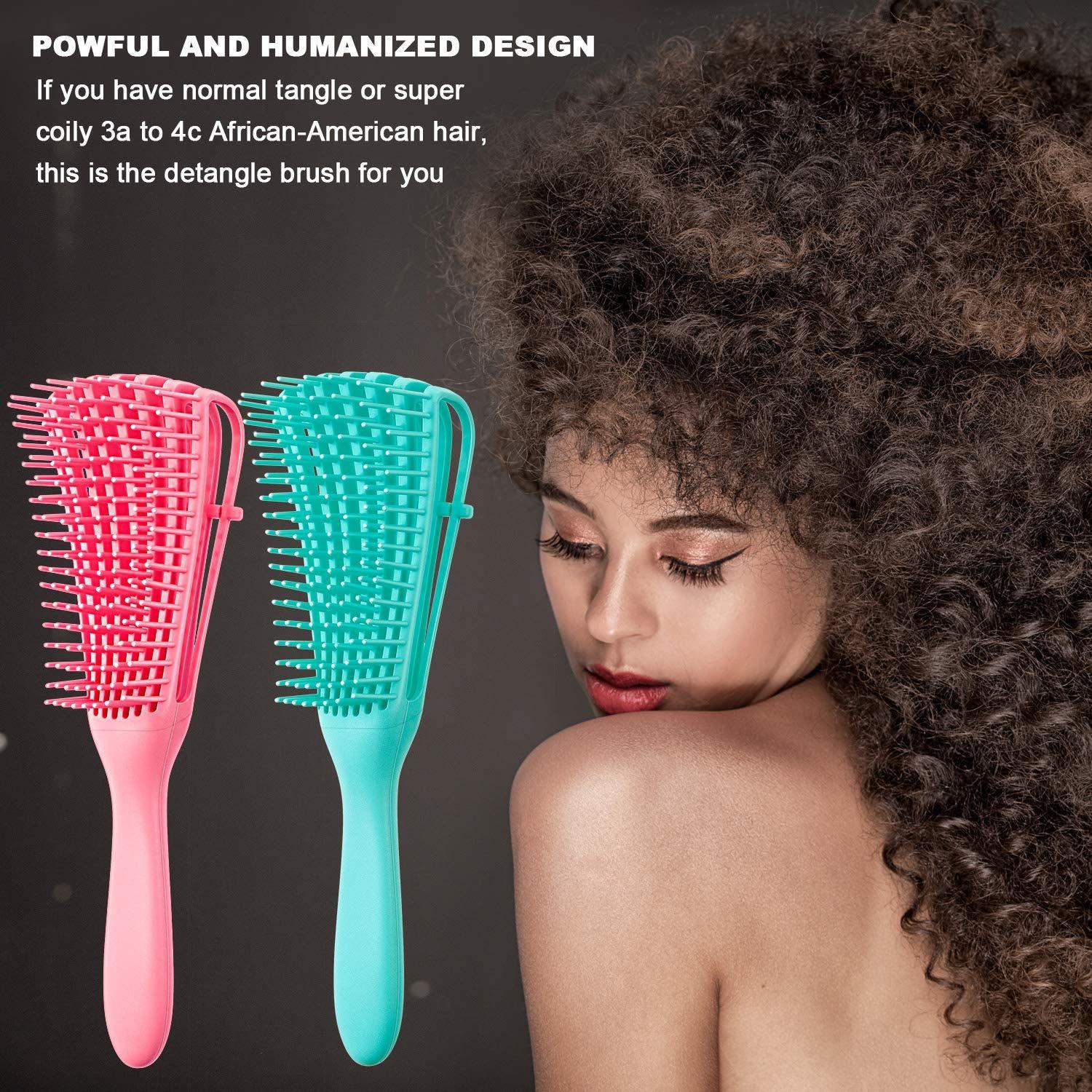 2 Pieces Detangling Brush for Afro America African Hair Textured 3a to 4c-Aldronix