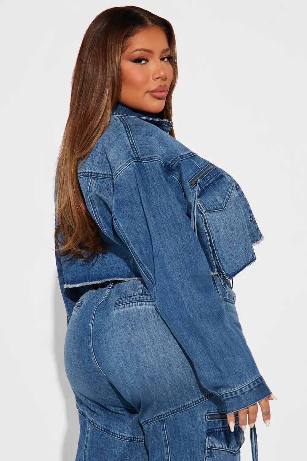 Devil In Disguise Cargo Denim Jacket - Medium Wash-Aldronix