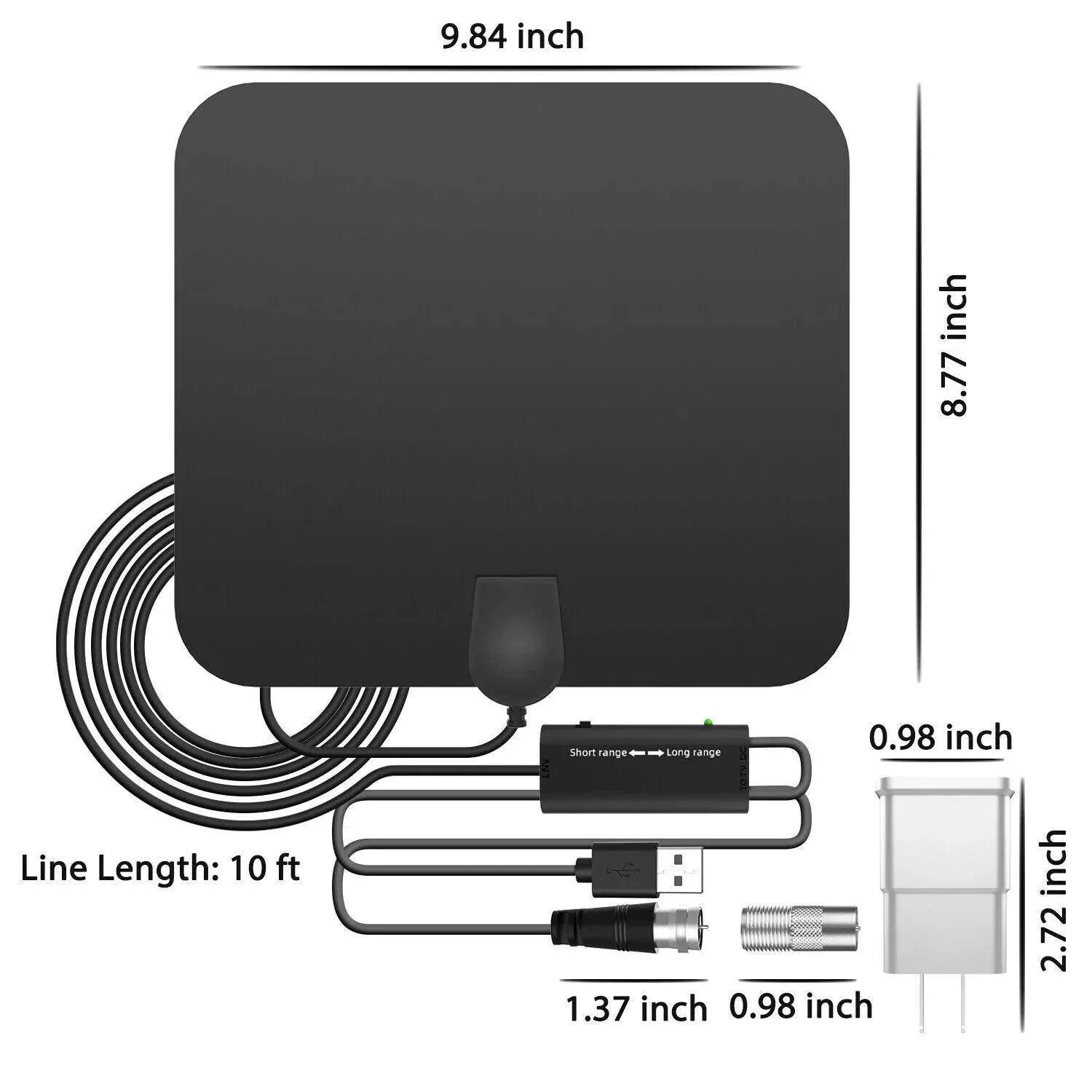 300 Miles Indoor Digital Amplified HDTV Antenna W/ Signal Booster-Aldronix