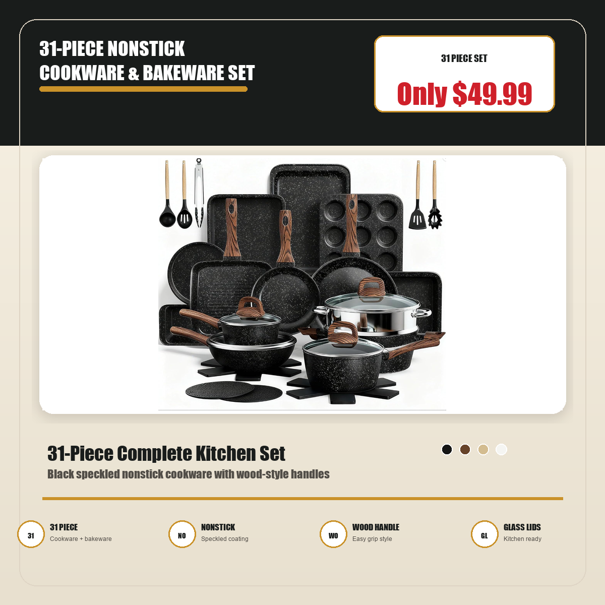 31-Piece Nonstick Cookware and Bakeware Set