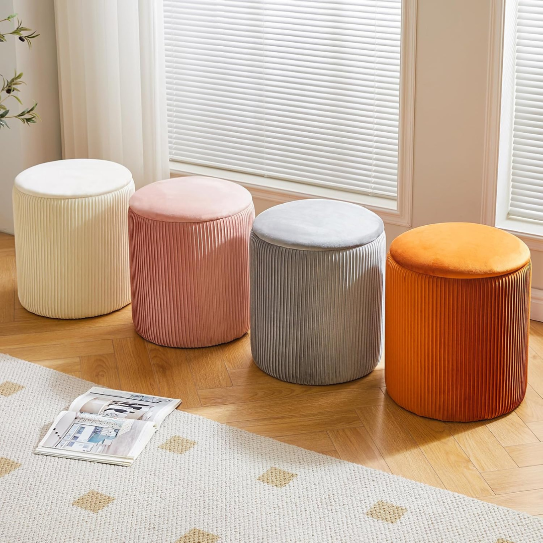 Set of 2 Round Ottoman with Storage-Aldronix
