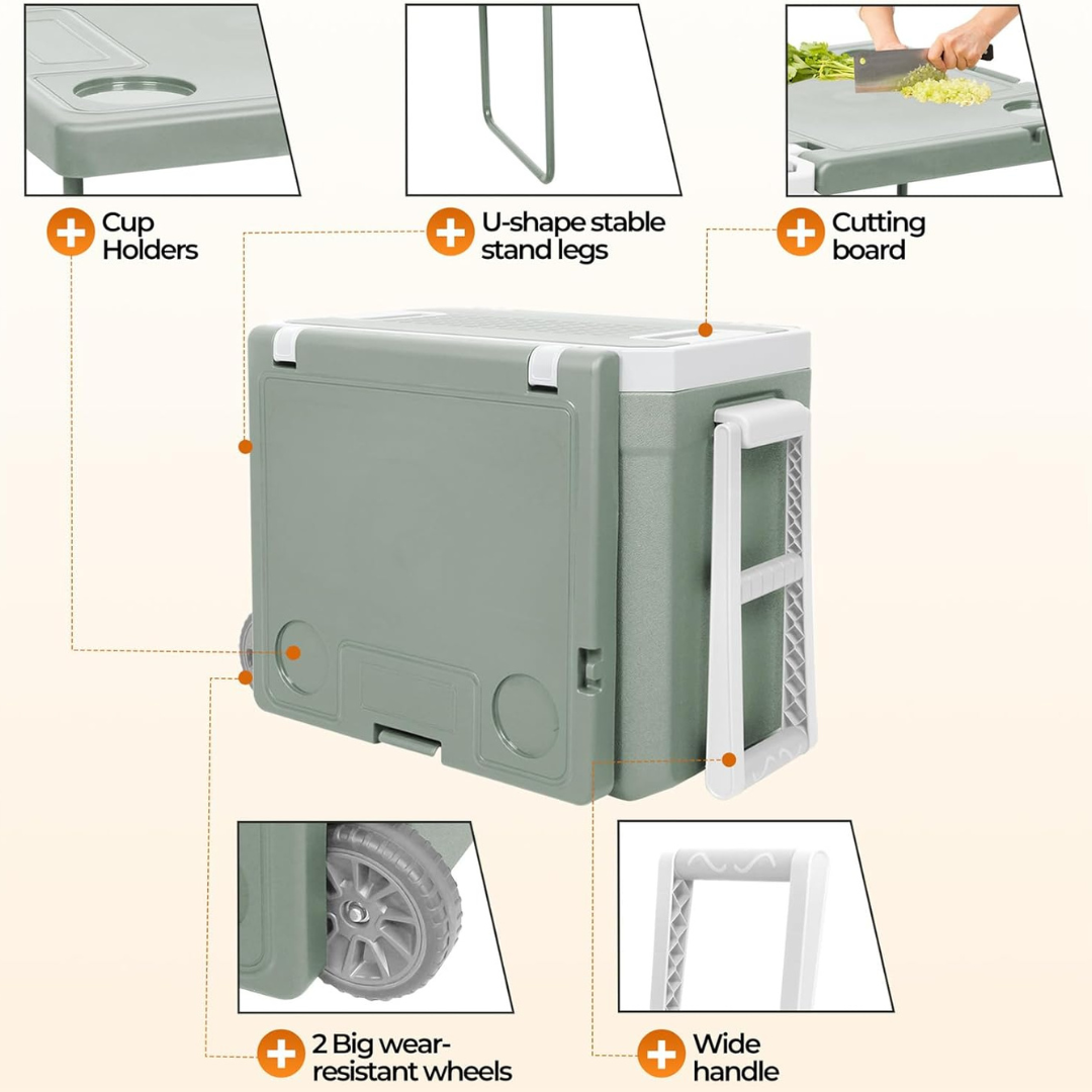 Ice Box with Table & Chairs - Portable Trolley-Aldronix