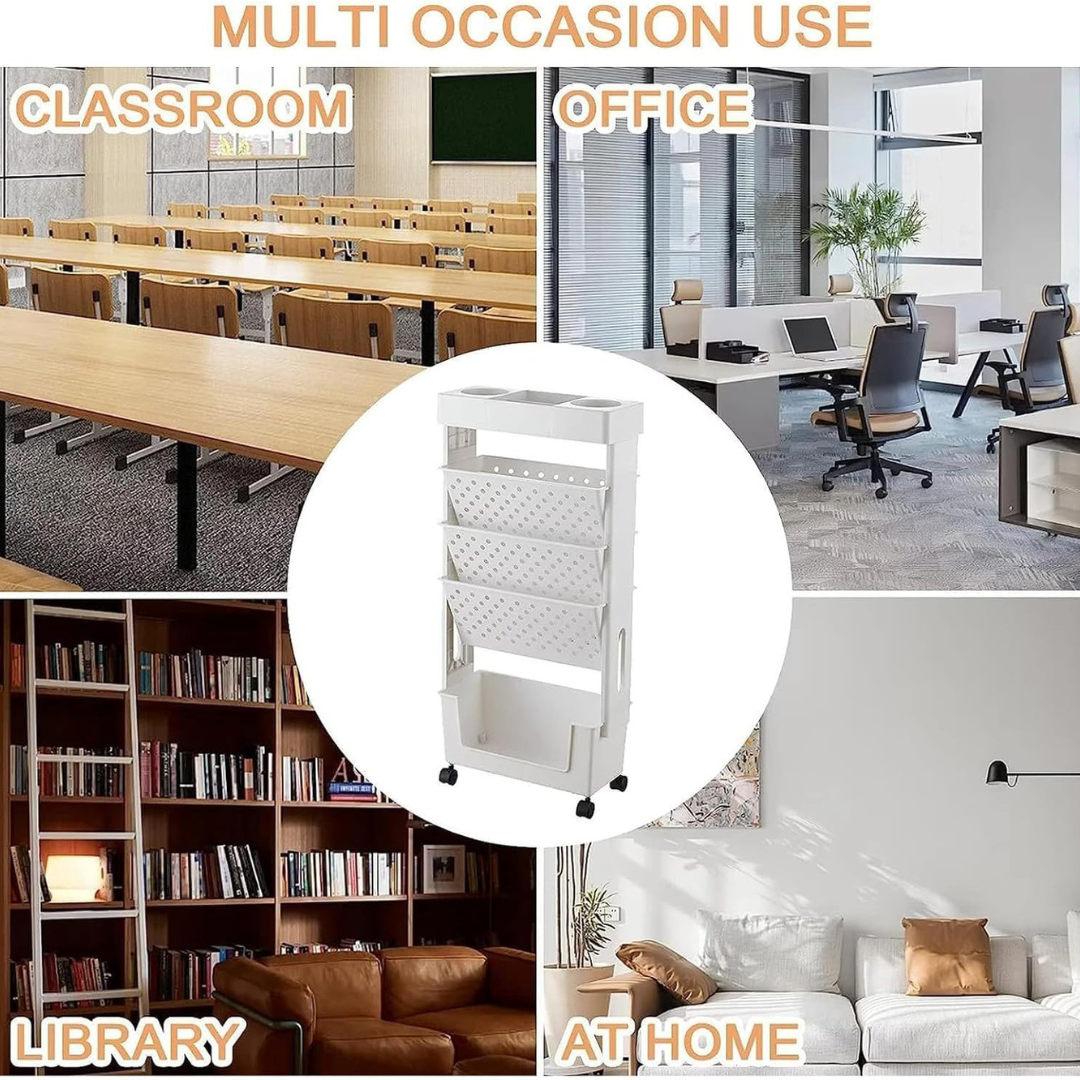 Movable Bookshelf Cart-Aldronix