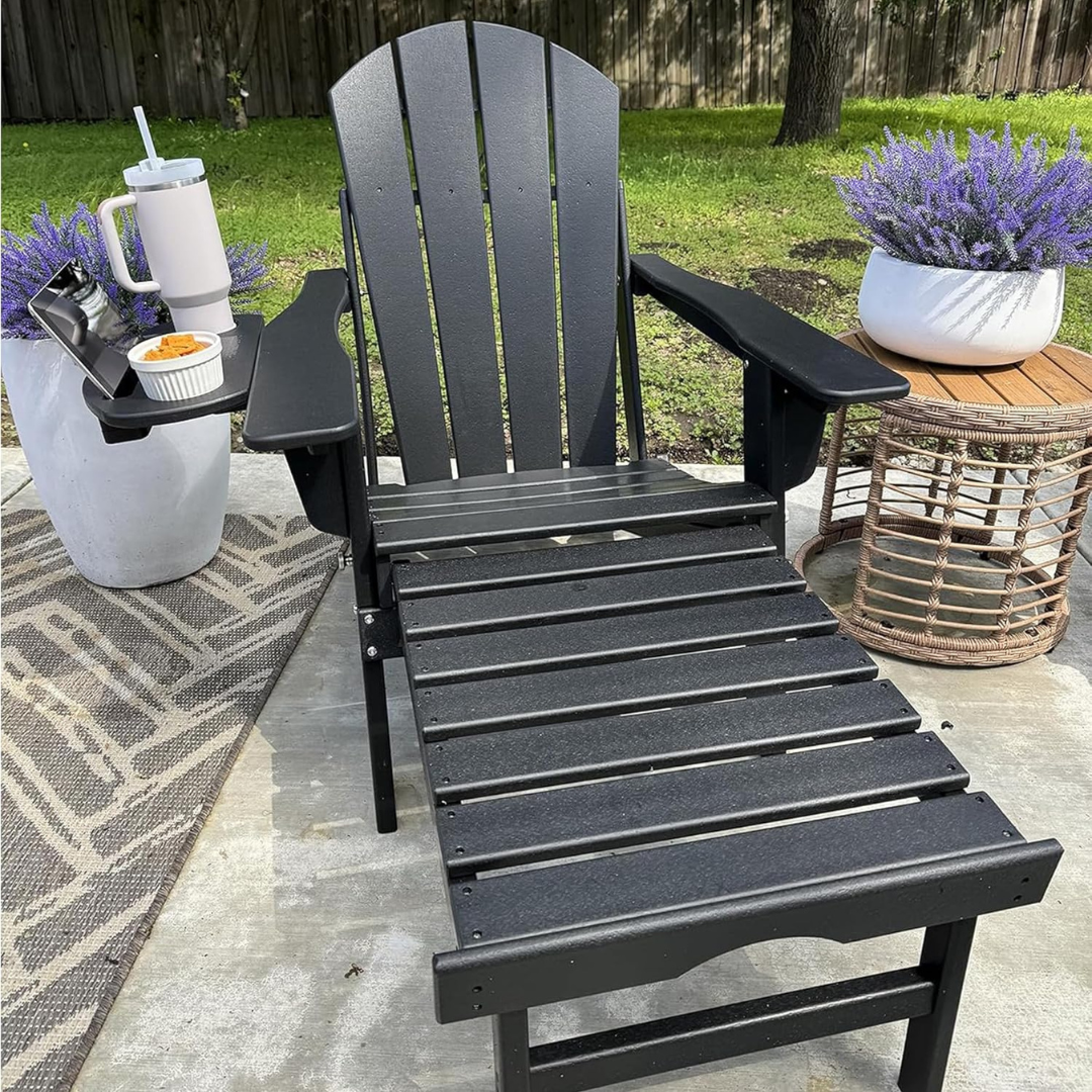 Adirondack Chair with Retractable Ottoman-Aldronix