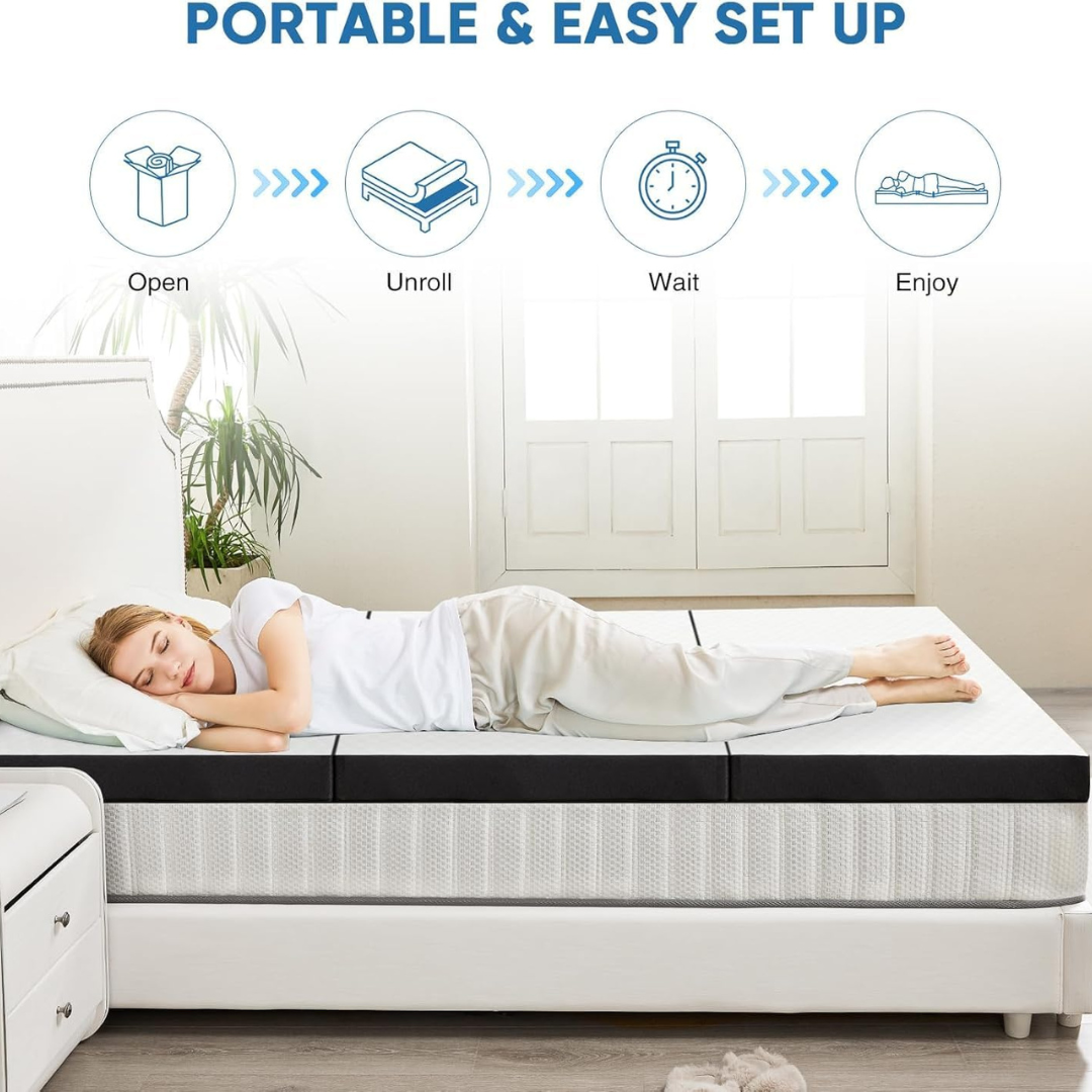 Tri-fold Memory Foam Topper-Aldronix