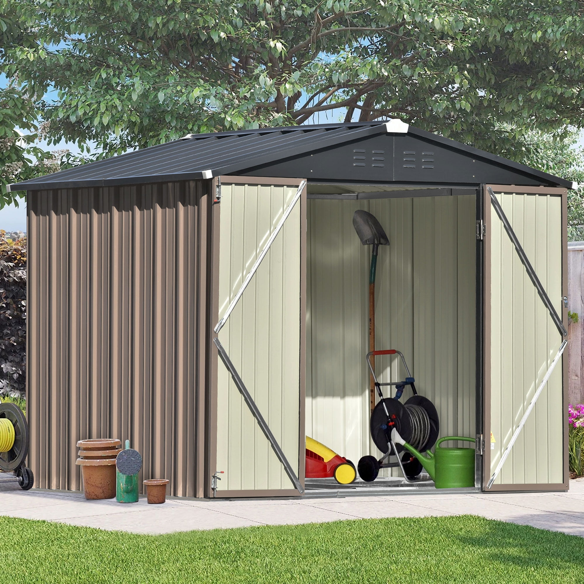 6' x 4' Outdoor Metal Storage Shed, Tools Storage Shed-Aldronix