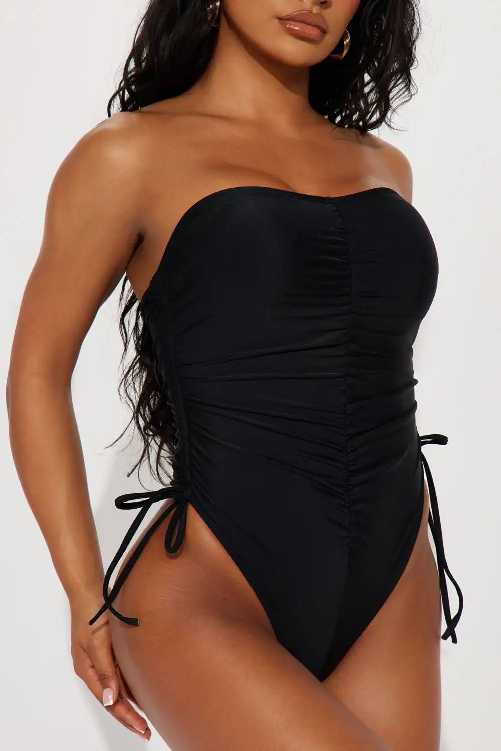 Eloise Ruched 1 Piece Swimsuit - Black-Aldronix