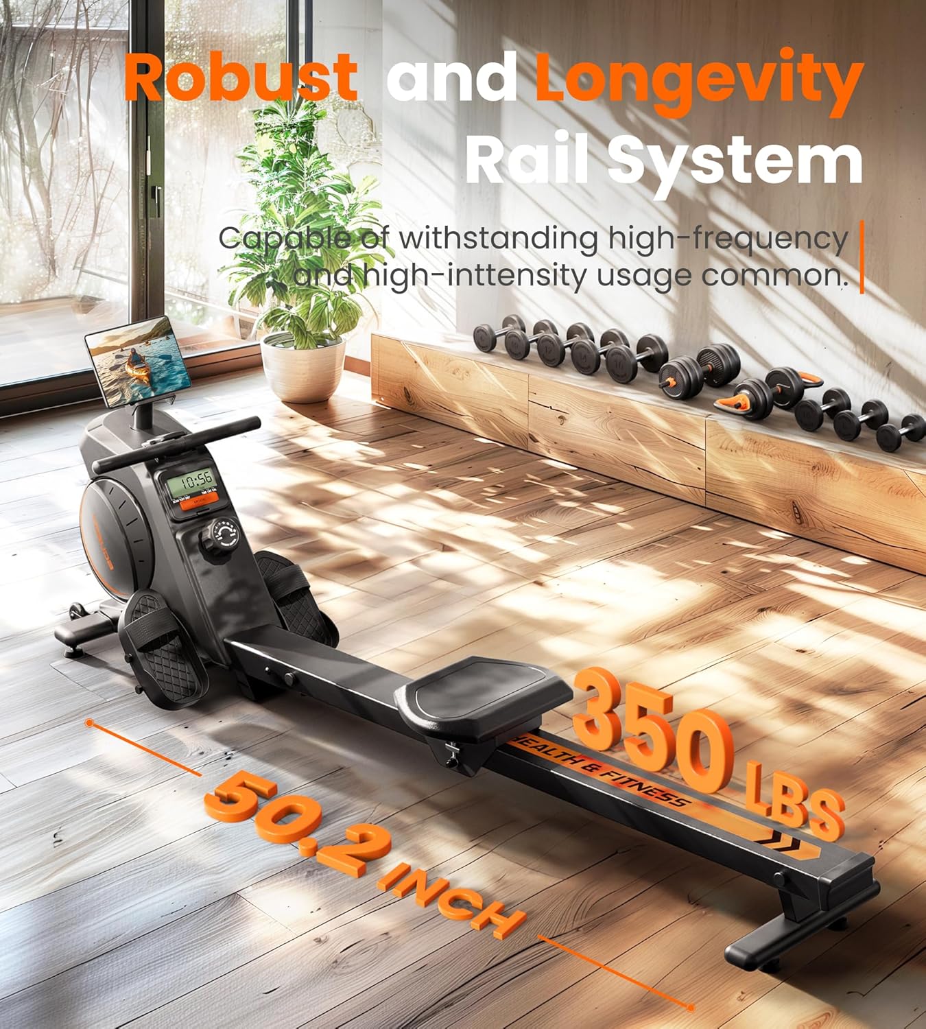 Magnetic/Water Rowing Machine for Home - Rower Machine Use with Bluetooth, App Supported, Rowing Machine for Taller Power Athletes, Comfortable Seat Cushion-Aldronix
