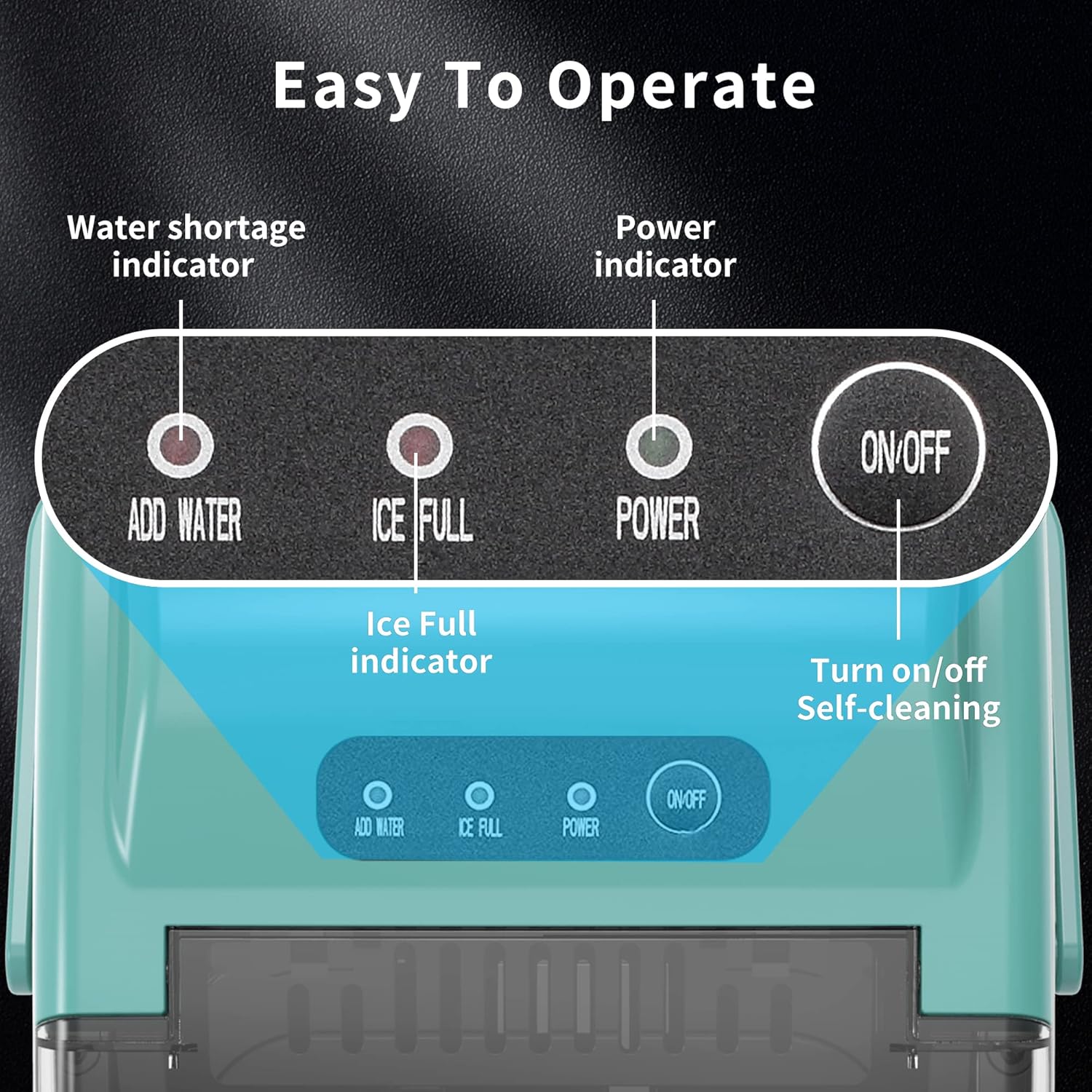 COWSAR Ice Maker Countertop, Portable Ice Machine with Self-Cleaning, 26.5 lbs/24Hrs, 8 Ice Cubes in 6 Mins, Ice Basket and Scoop, Ideal for Home, Kitchen, Bar, Camping-Aldronix