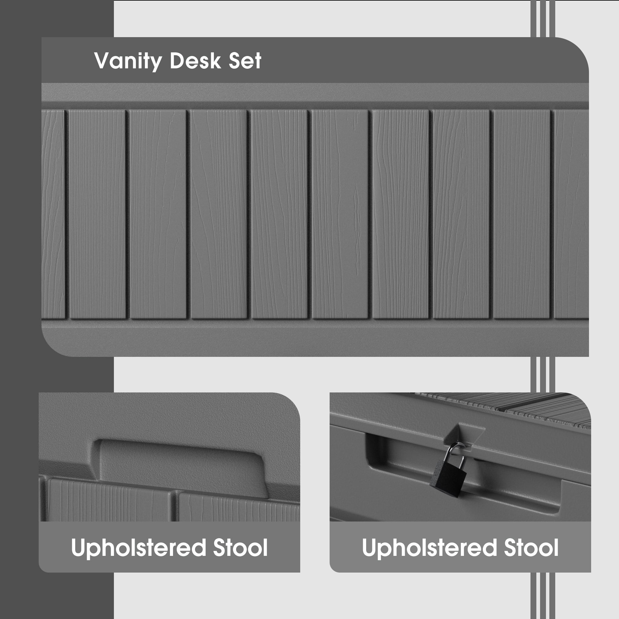 82 Gallon Outdoor Storage in Resin Deck Box 45.66in Width Lockable Deck Box, Black-Aldronix