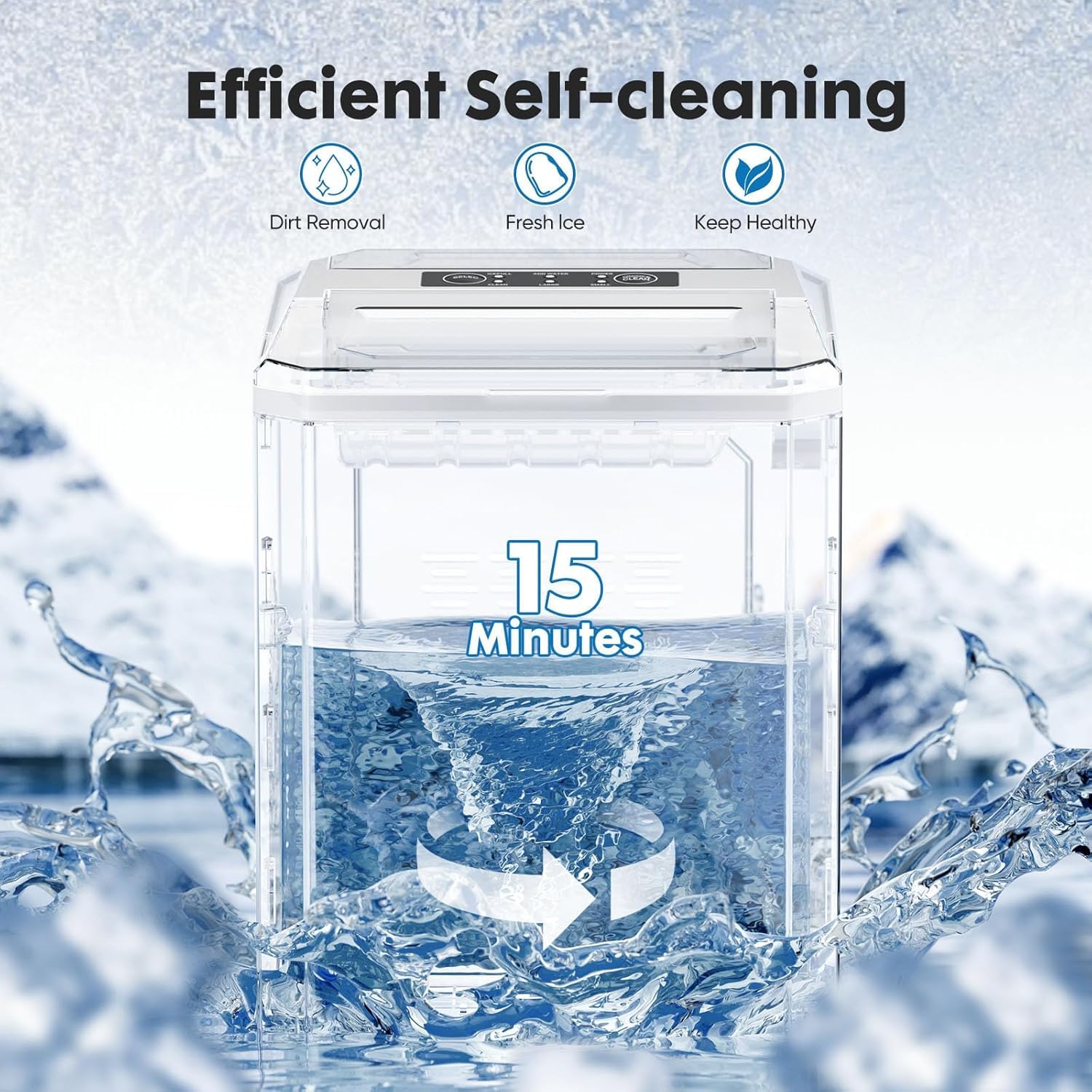 Sweetcrispy Countertop Ice Maker, Portable Ice Machine Self-Cleaning, 9 Cubes in 6 Mins, 26 lbs/24Hrs, 2 Sizes of Bullet Ice for Home Party Office,Elegant Black-Aldronix
