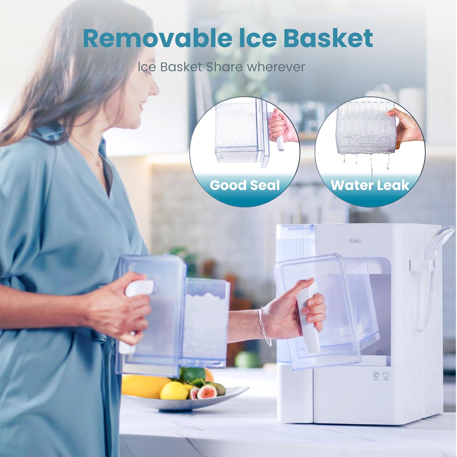 Gevi V2.0 Countertop Ice Maker 38lbs/24H, Ice Maker Nugget with Stainless Steel Housing, Chewable Pellet Ice Maker with Pour Water Refill, Self-Cleaning &Energy-Efficient, Black-Aldronix