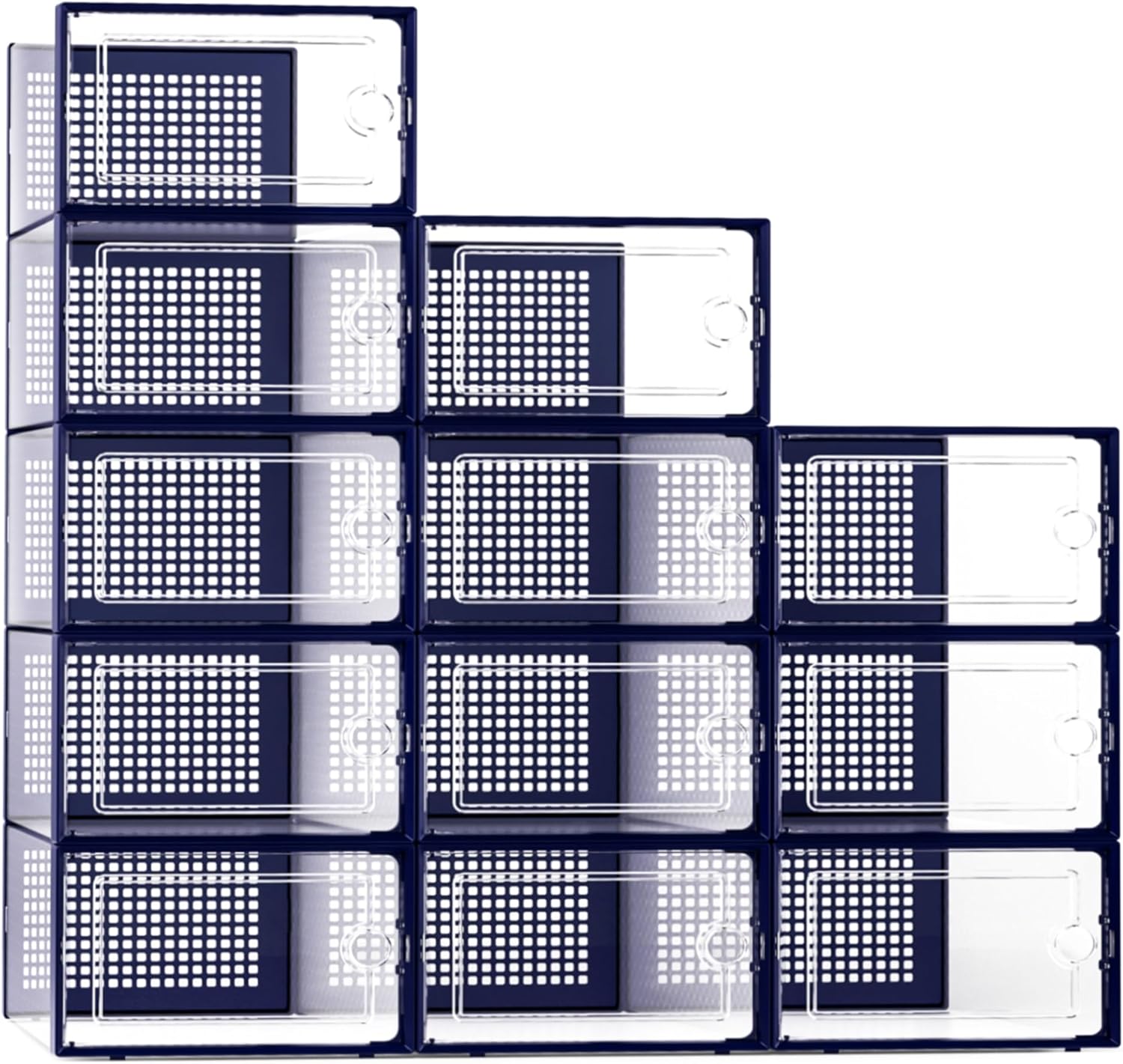 Large Shoe Storage Boxes Organizers Clear Plastic Stackable 12 Pack, Shoe Rack & Holder Substitute, Sneaker Containers, Toy Storage Organizer Bins for Entryway, Closet, Under Bed, Black-Aldronix