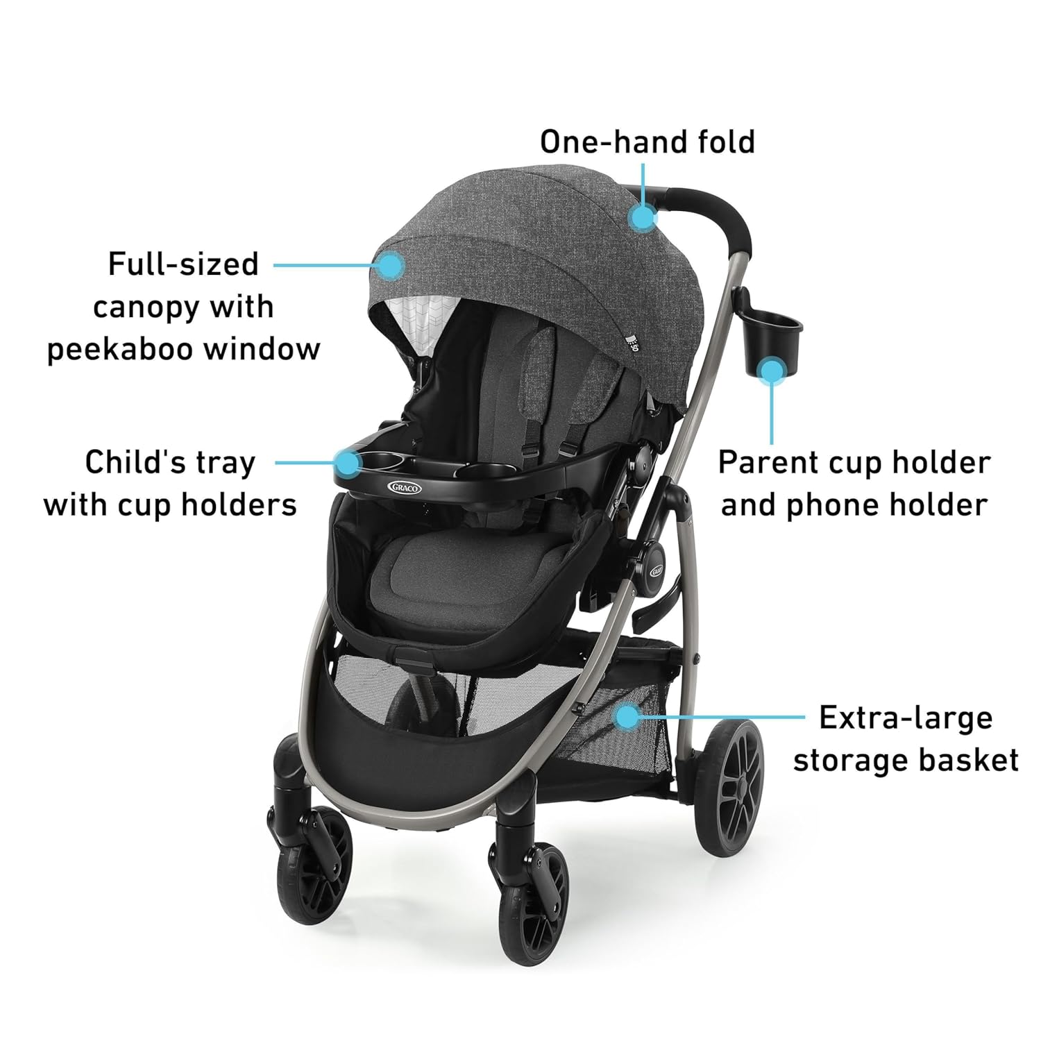 Graco Redmond Modes Pramette Stroller, 3-in-1 Convertible: Car Seat Carrier, Infant Pramette to Toddler Stroller with Reversible Seat and One-hand Fold-Aldronix