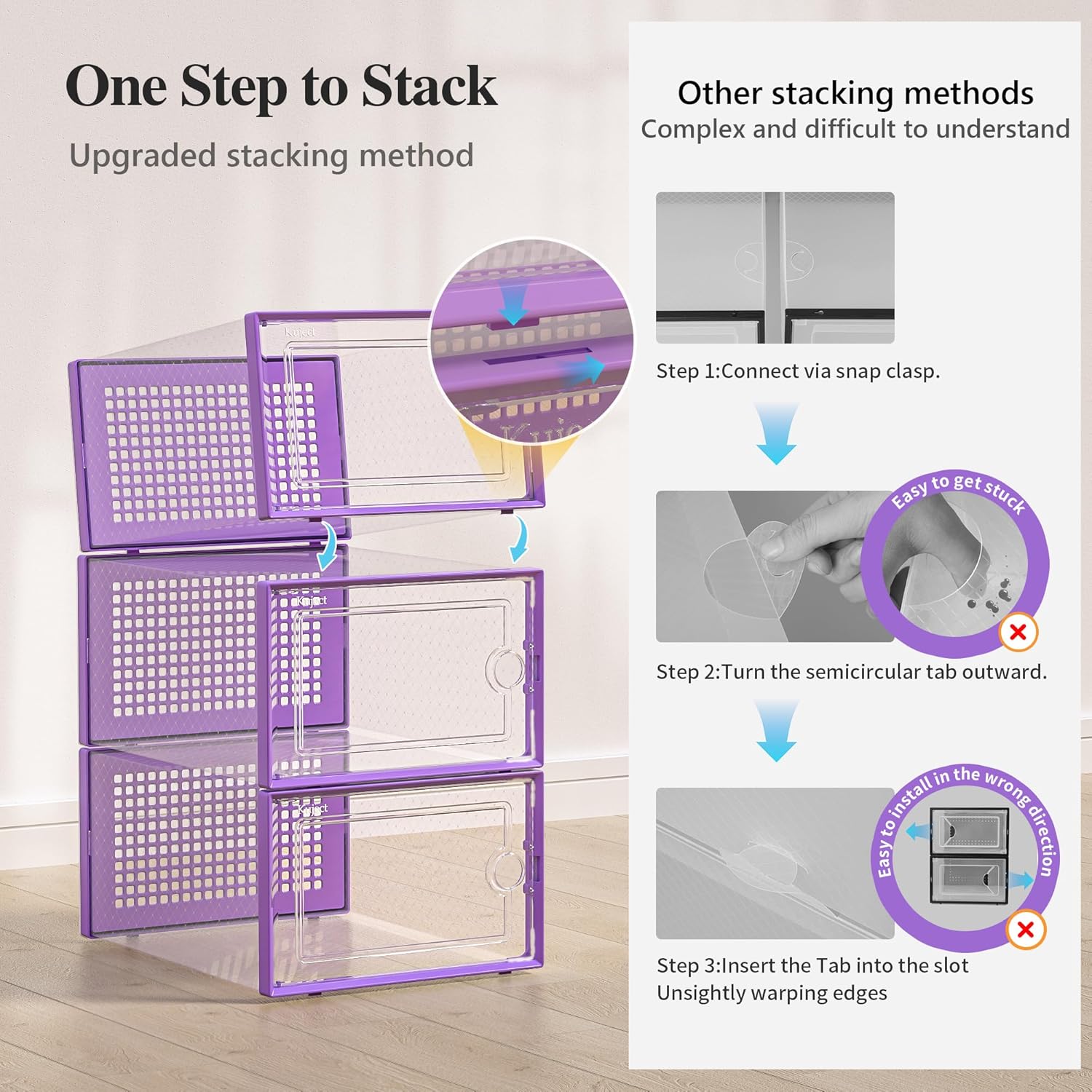 Large Shoe Storage Boxes Organizers Clear Plastic Stackable 12 Pack, Shoe Rack & Holder Substitute, Sneaker Containers, Toy Storage Organizer Bins for Entryway, Closet, Under Bed, Black-Aldronix