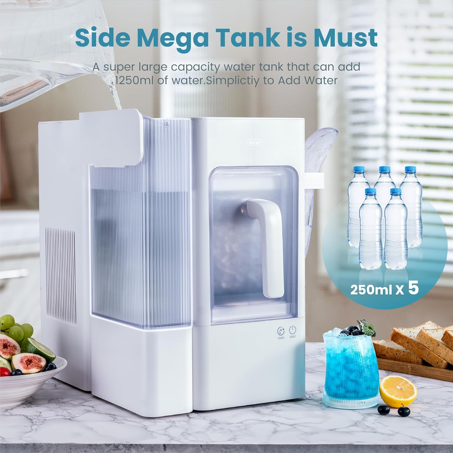 Gevi V2.0 Countertop Ice Maker 38lbs/24H, Ice Maker Nugget with Stainless Steel Housing, Chewable Pellet Ice Maker with Pour Water Refill, Self-Cleaning &Energy-Efficient, Black-Aldronix